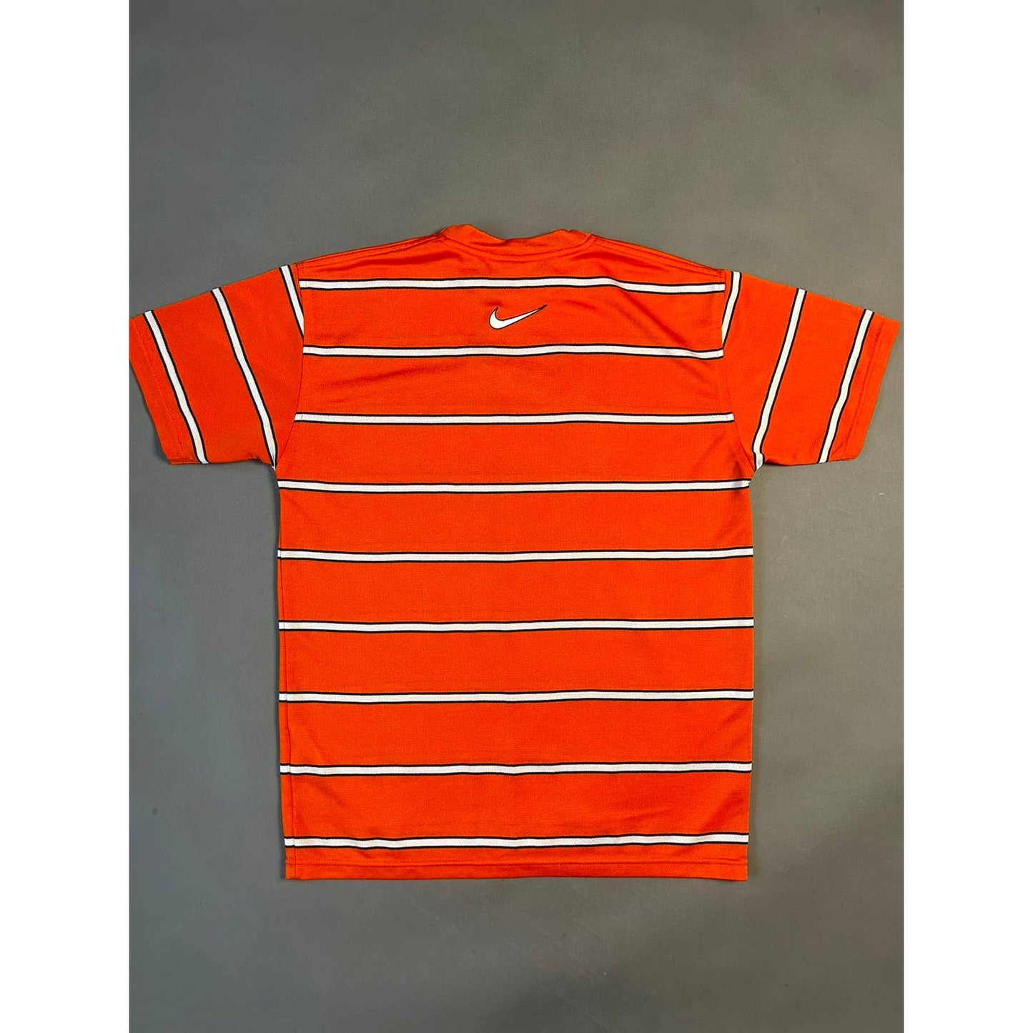 Nike big swoosh striped t-shirt vintage 90s Orange