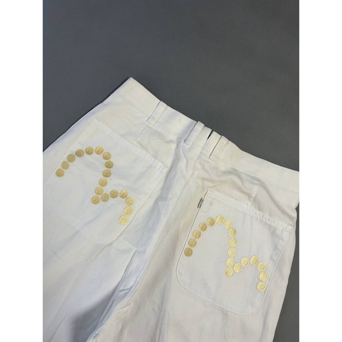 Evisu Fairway Genes vintage white chino pants jeans dots logo