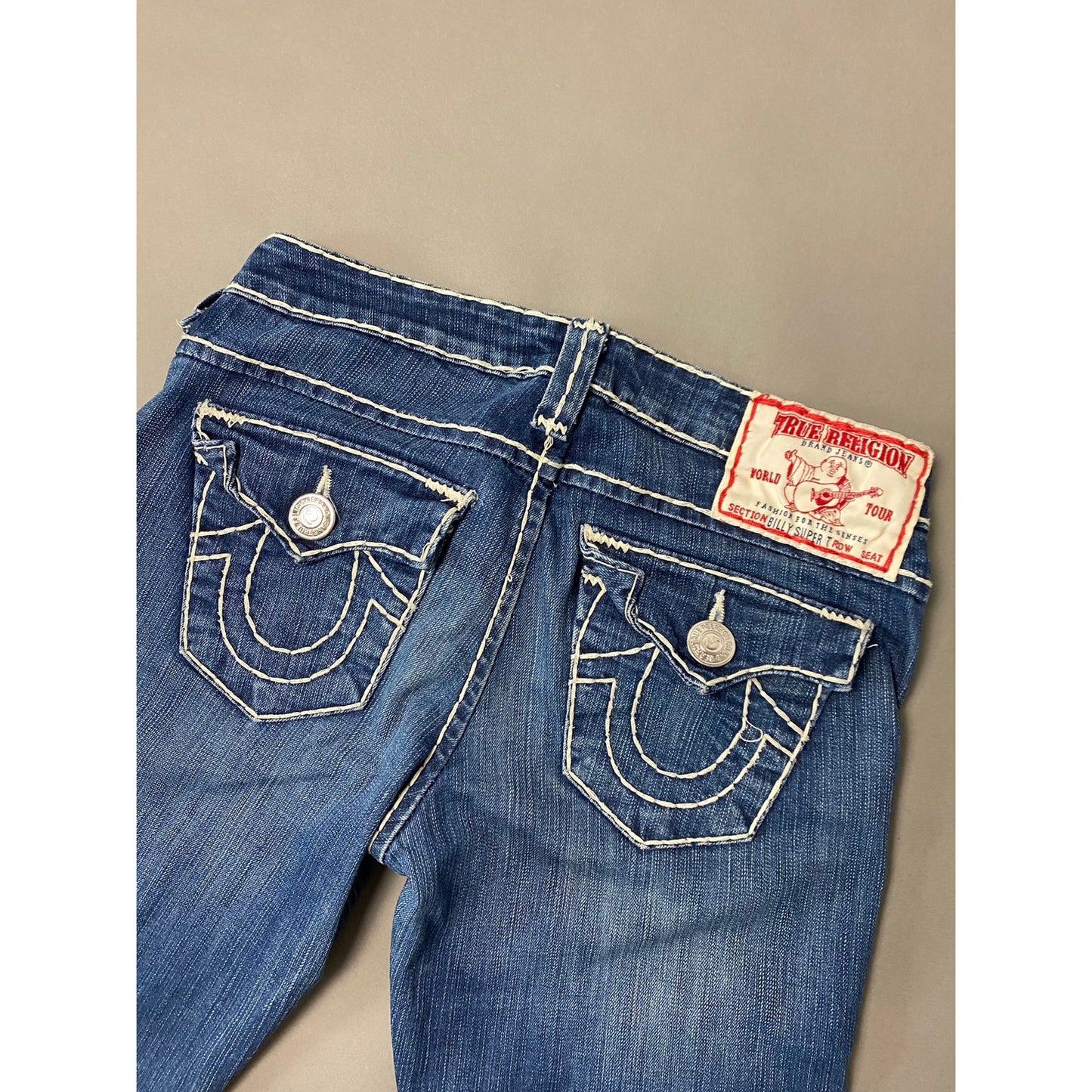 True Religion jeans vintage navy blue made in USA white stitching