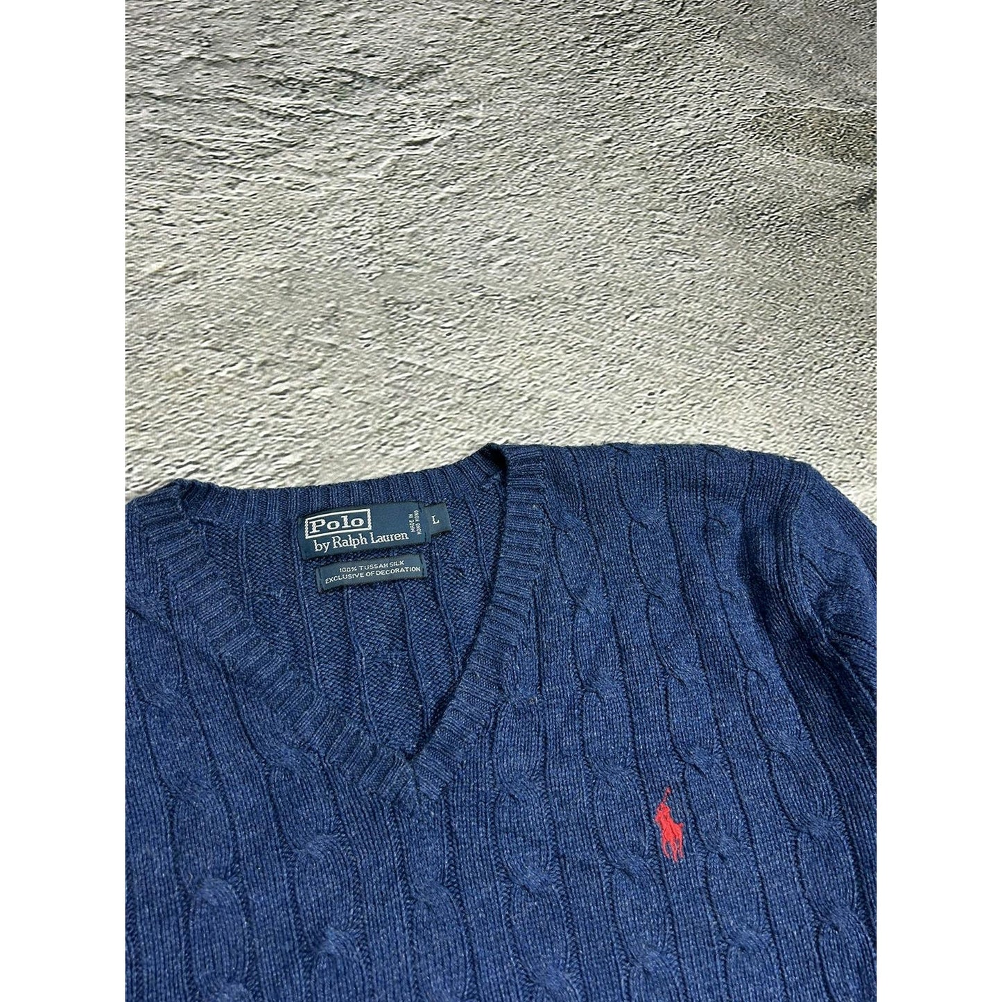 Polo Ralph Lauren blue silk sweater vintage knit