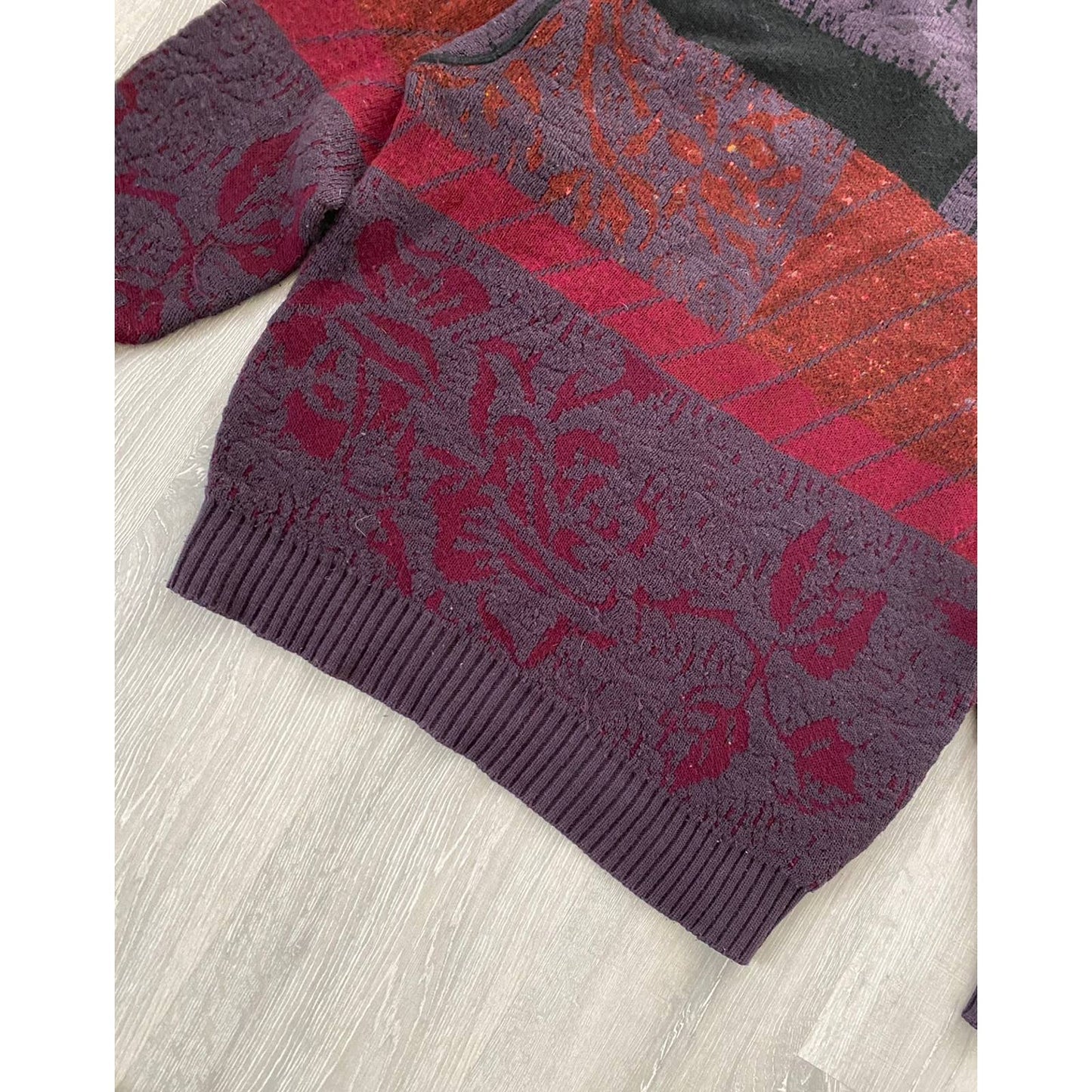 Carlo Colucci vintage sweater knitwear floral Purple red