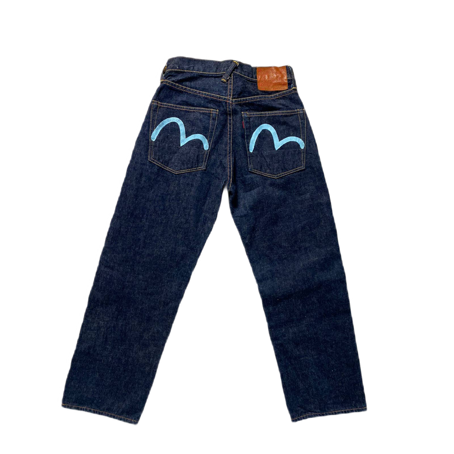 Evisu jeans vintage navy baby blue seagulls selvedge Japan