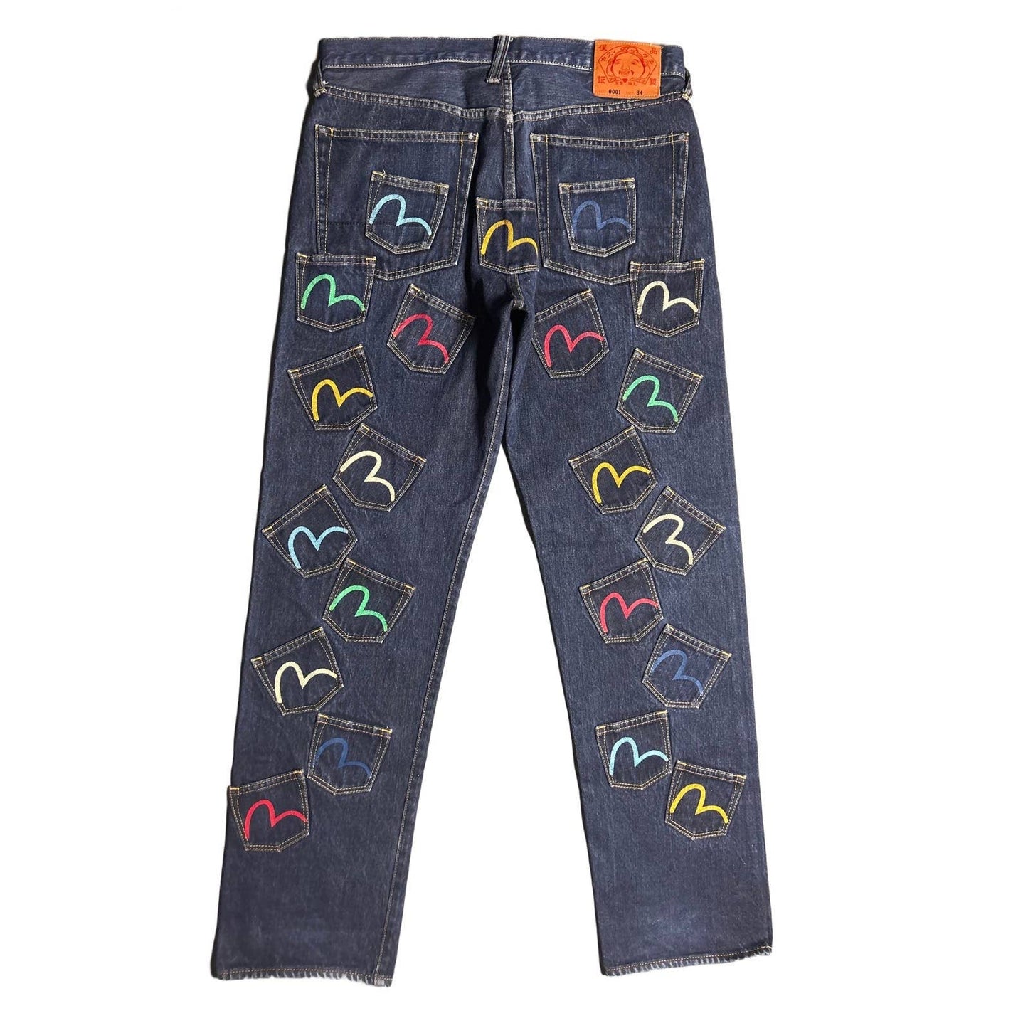 Evisu multipocket jeans multicolor vintage selvedge denim