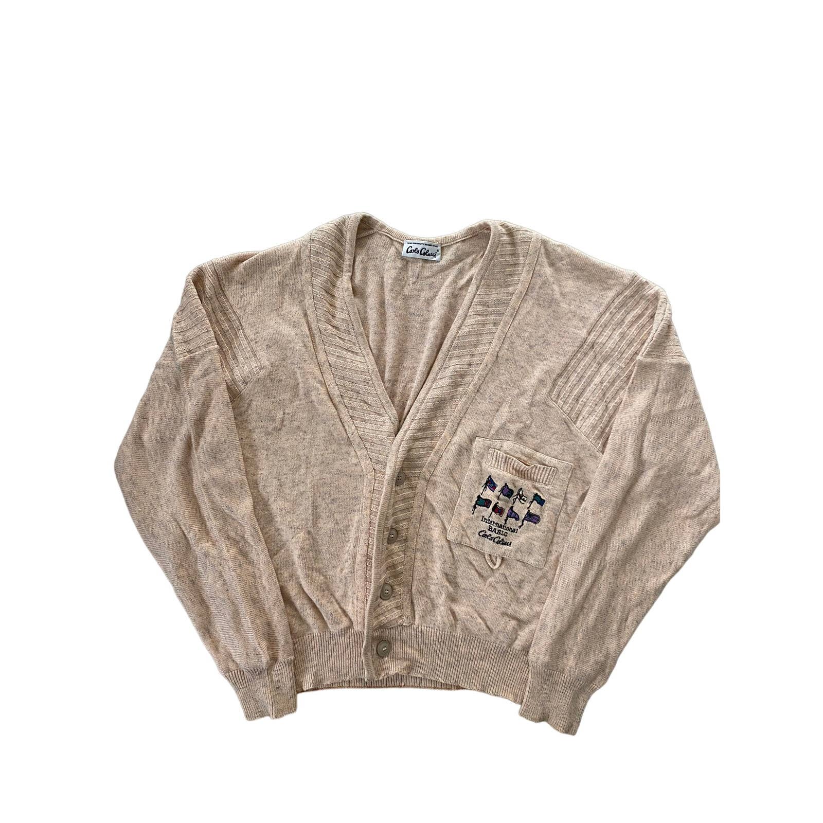 Carlo Colucci vintage beige cardigan Coogi style