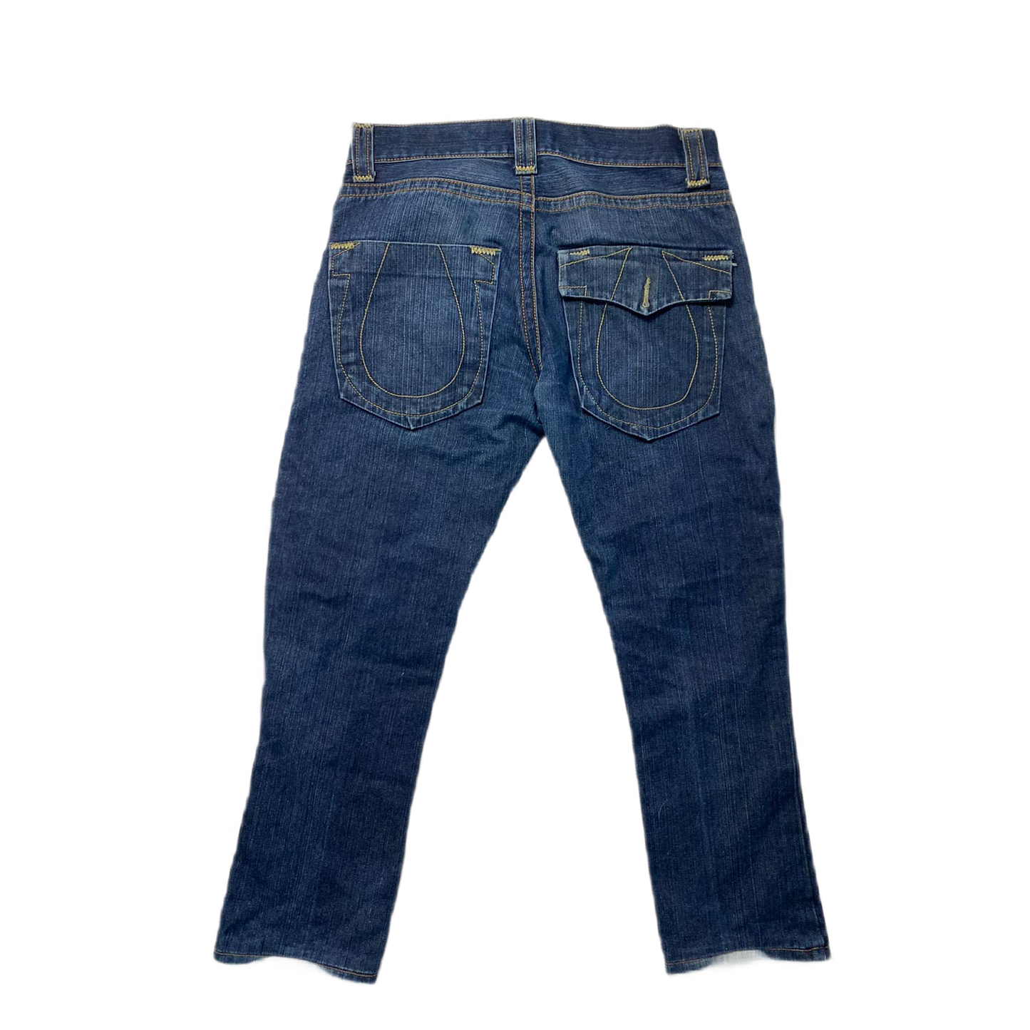 True Religion vintage navy jeans thick stitching big logo
