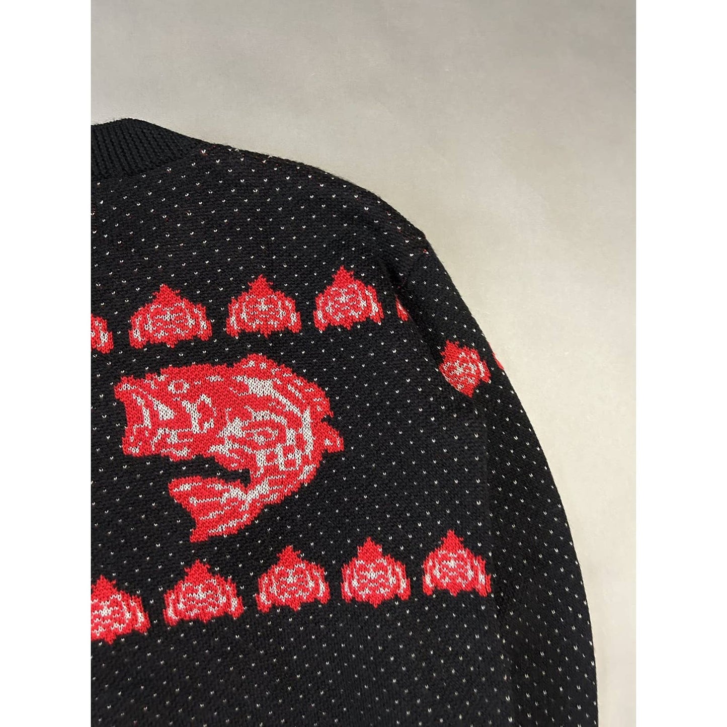 Evisu sweater koi fish black knit vintage Japanese
