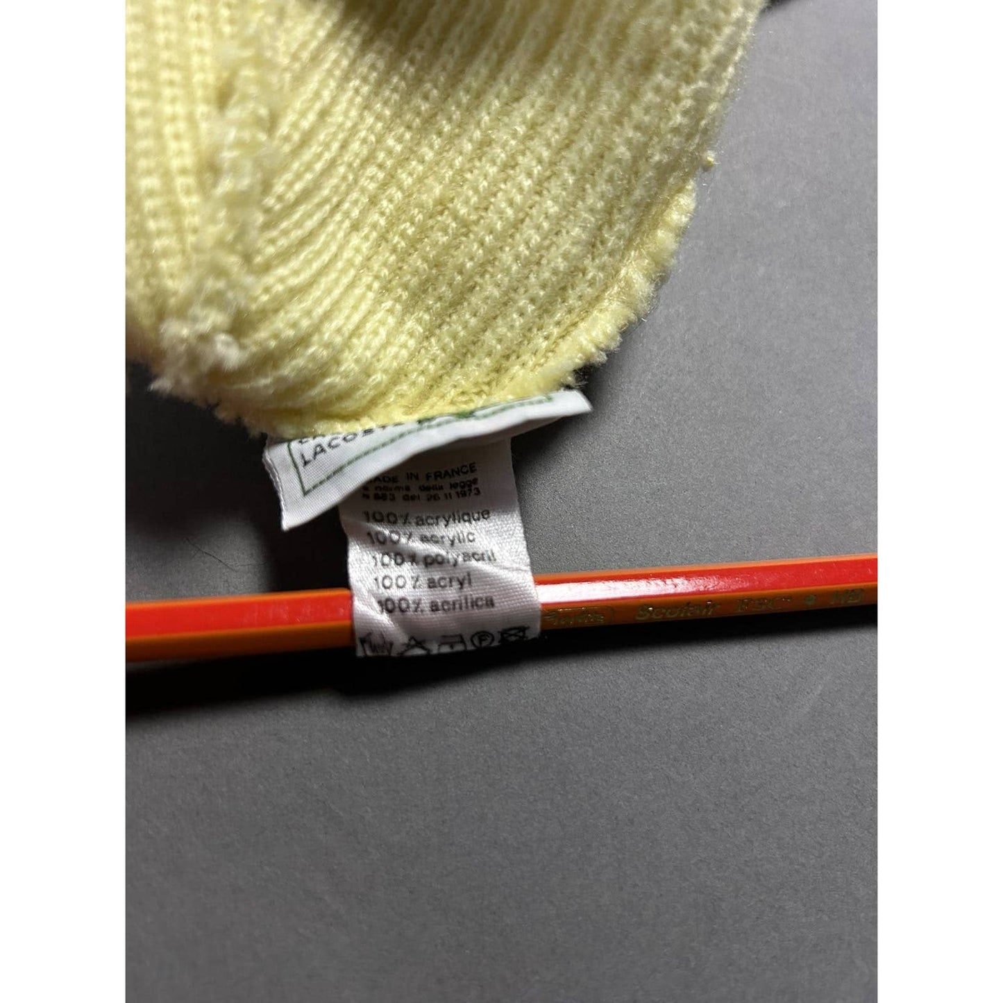 Vintage Lacoste Beanie Hat Made in France yellow