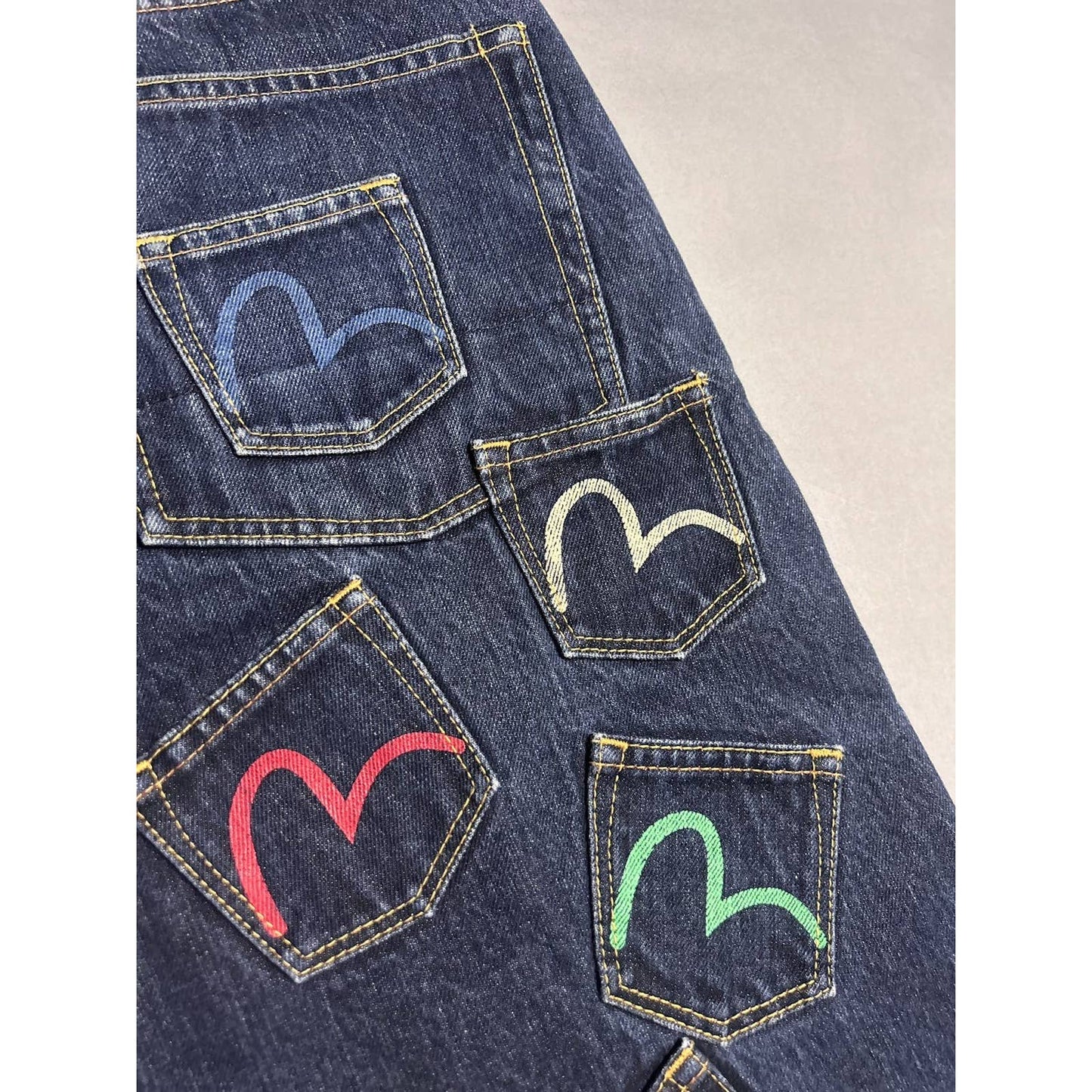 Evisu multipocket jeans multicolor vintage selvedge denim