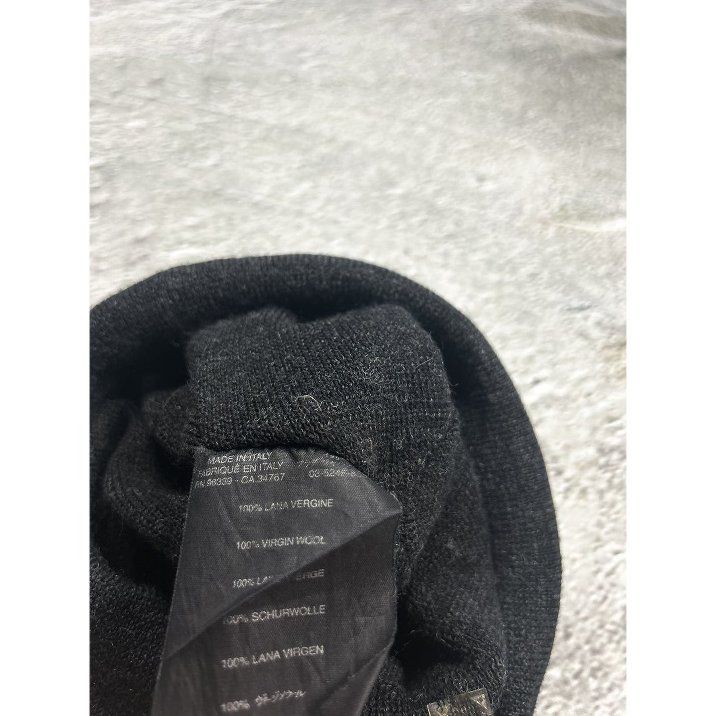 Prada beanie vintage black red tab gorpcore Lana wool hat
