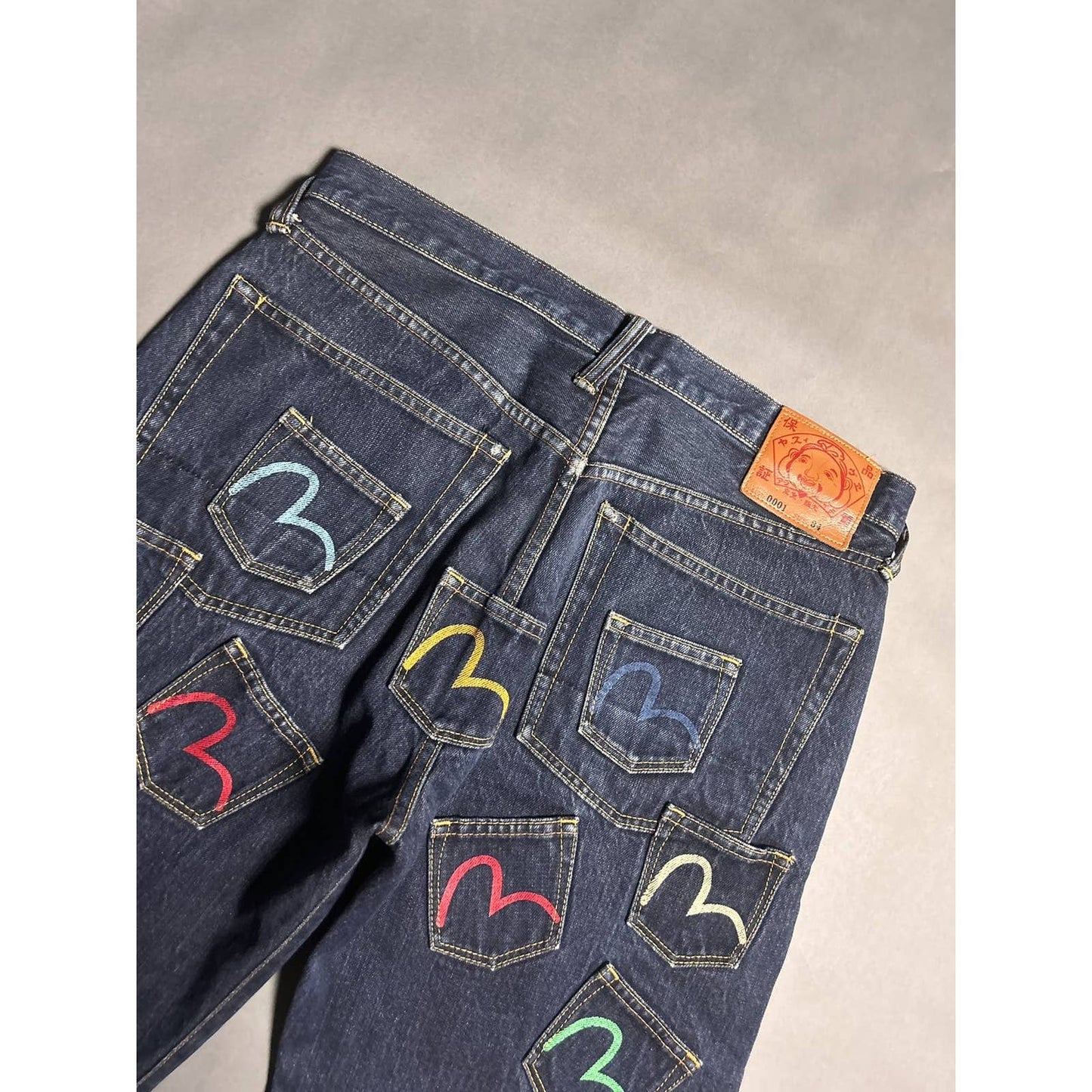 Evisu multipocket jeans multicolor vintage selvedge denim