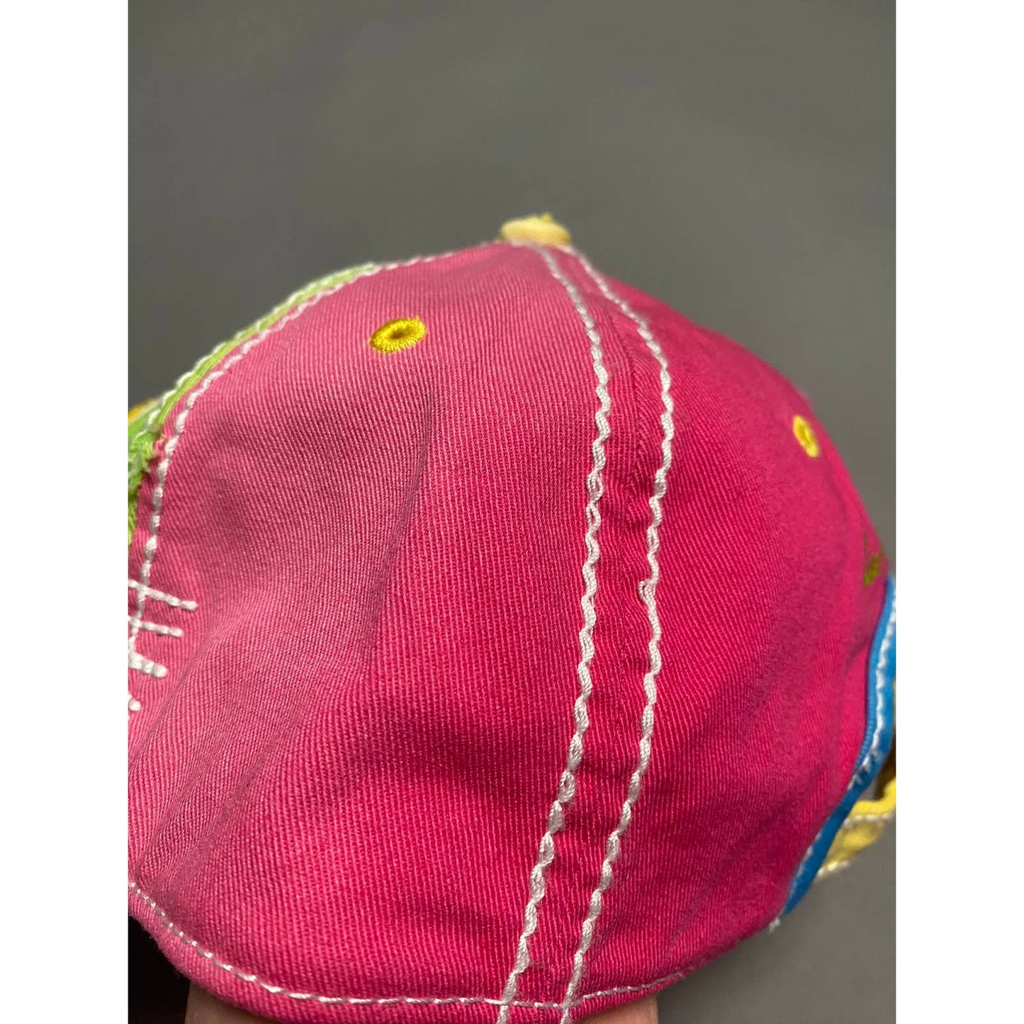 True Religion hat vintage big logo multi color Pink green
