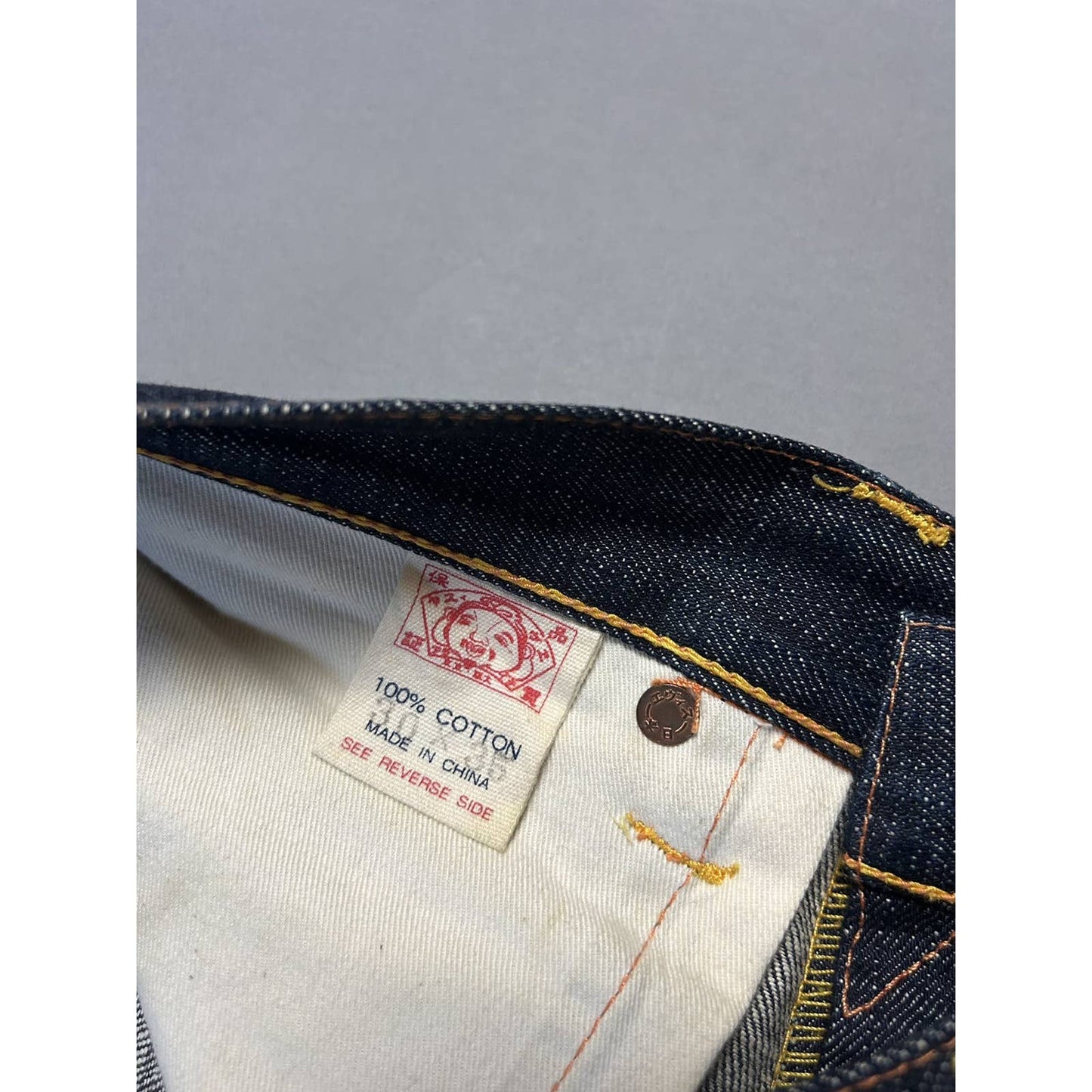 Evisu Japan vintage selvedge daicock jeans yellow big logo