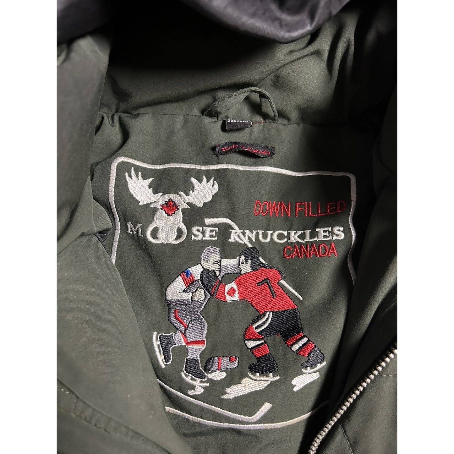 Moose Knuckles parka jacket khaki puffer green