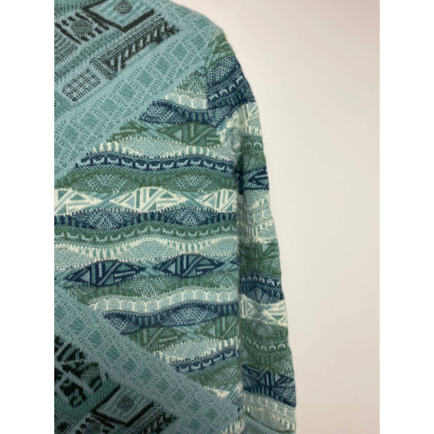 Coogi sweater cashmere cardigan blue multicolor cable knit