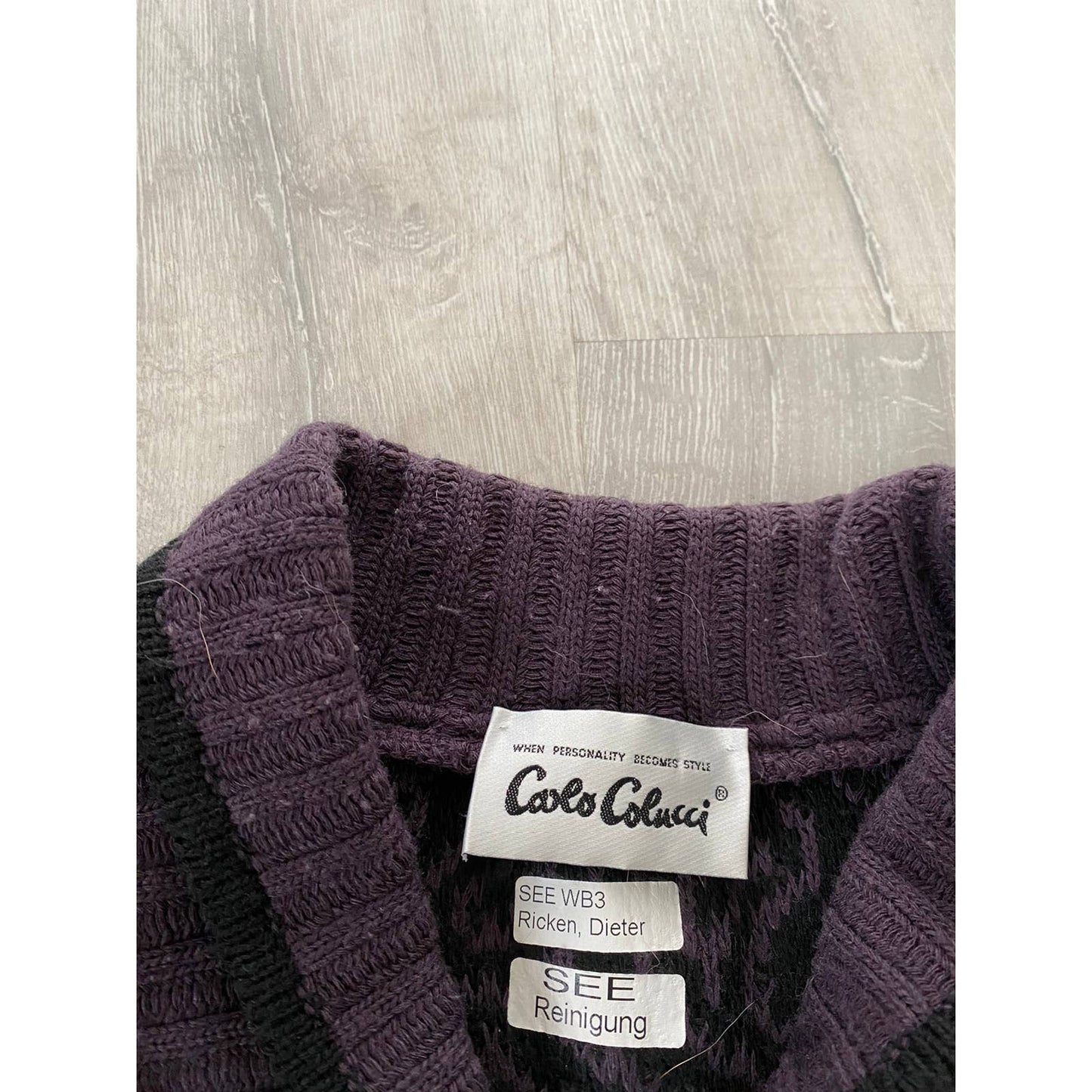 Carlo Colucci vintage sweater knitwear floral Purple red