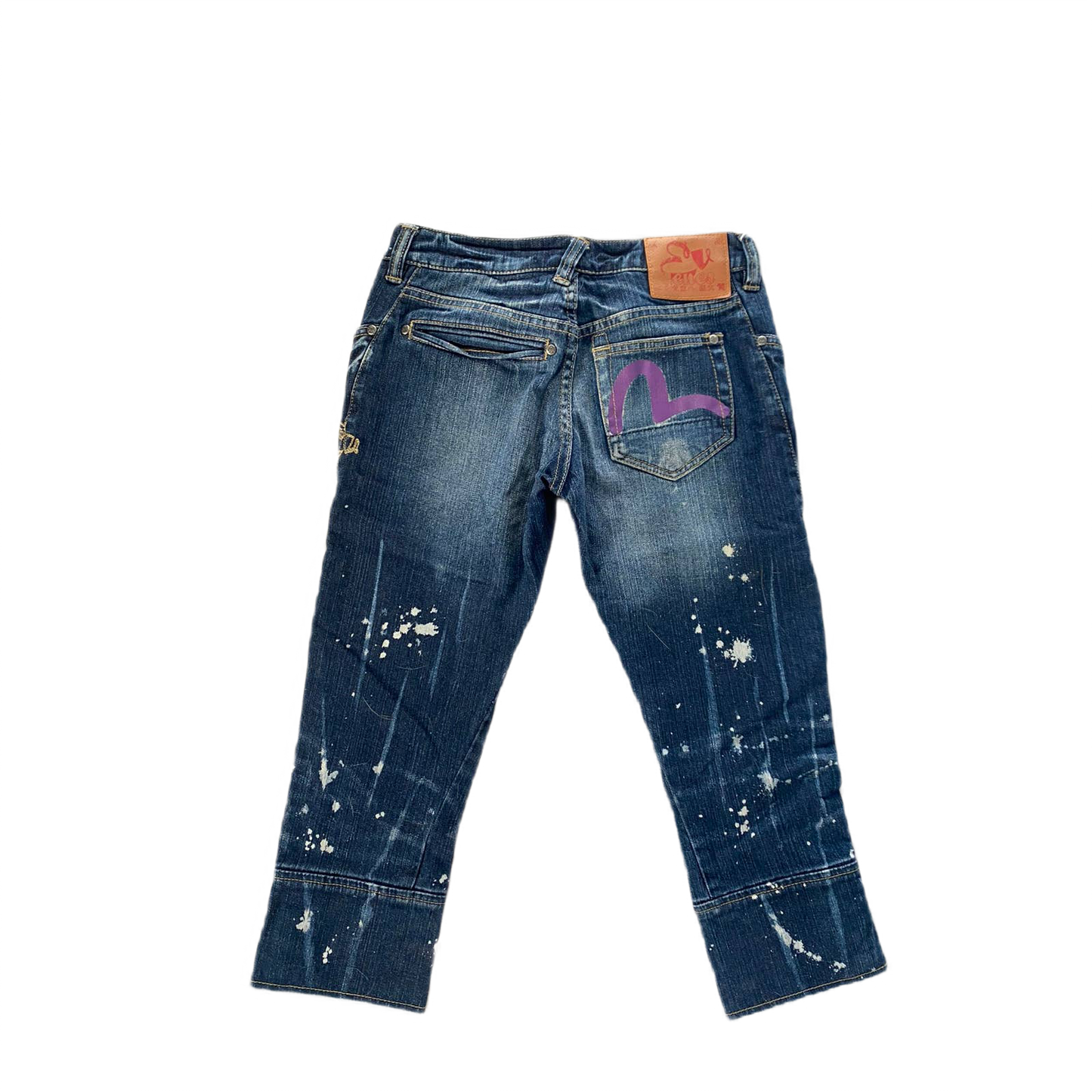 Evisu Japan vintage blue jeans Purple seagull capri