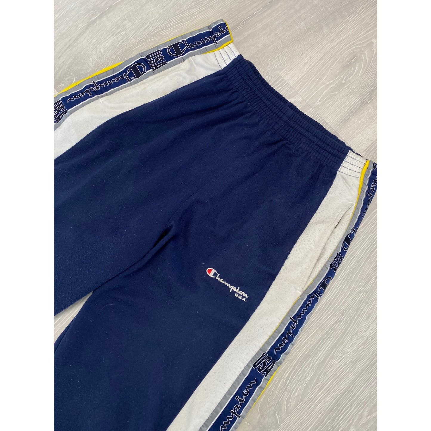 Champion USA sweat pants track side stripe vintage navy