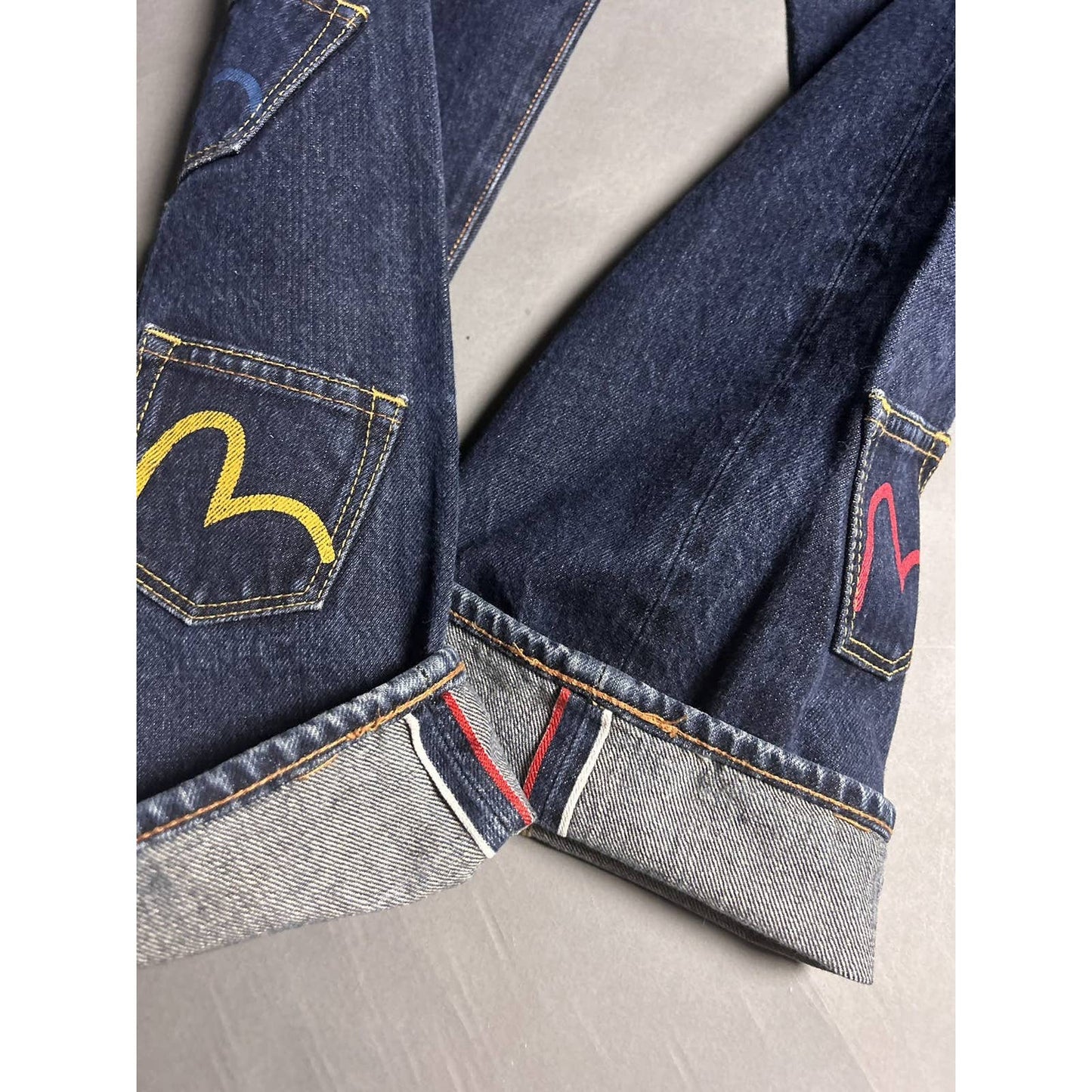 Evisu multipocket jeans multicolor vintage selvedge denim