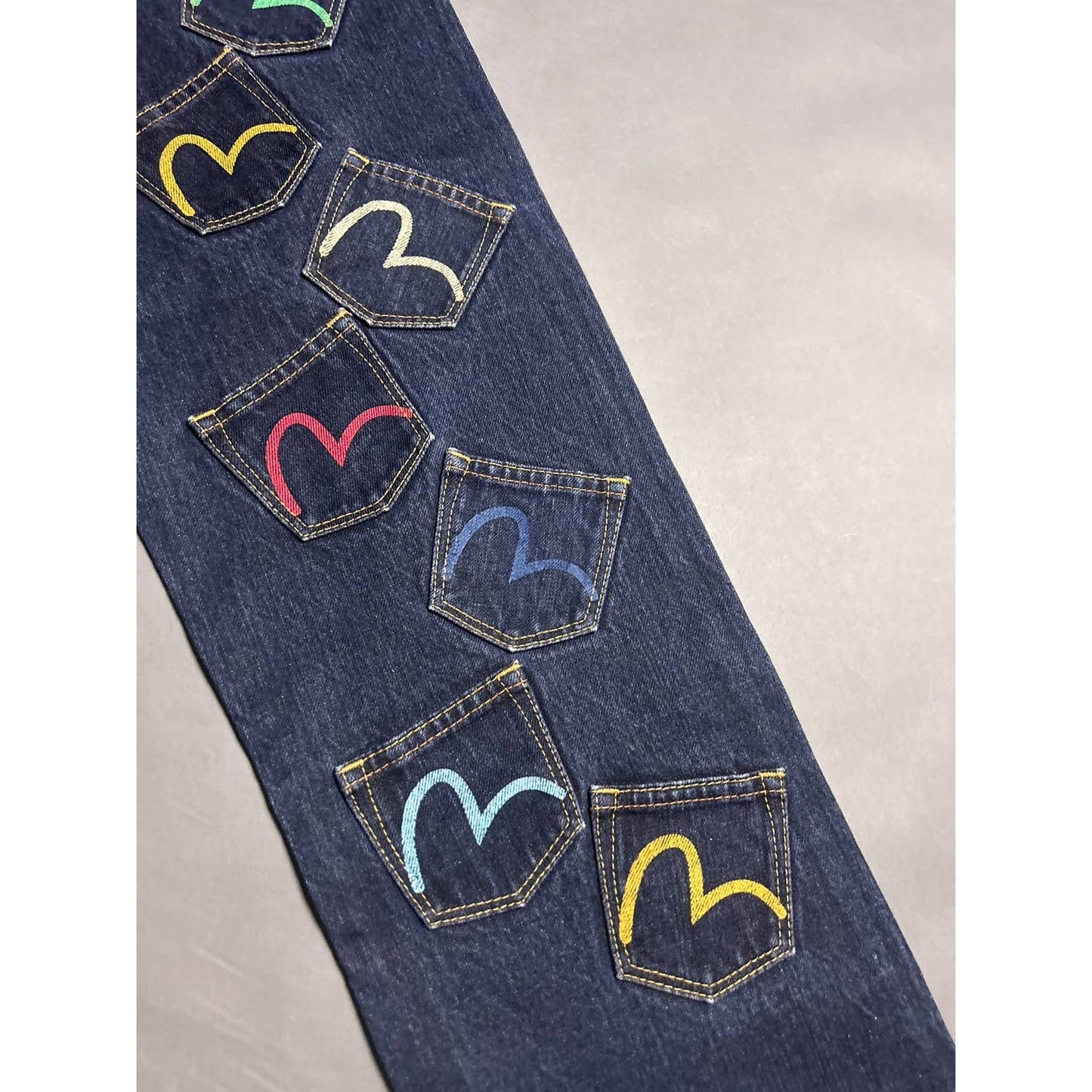 Evisu multipocket jeans multicolor vintage selvedge denim
