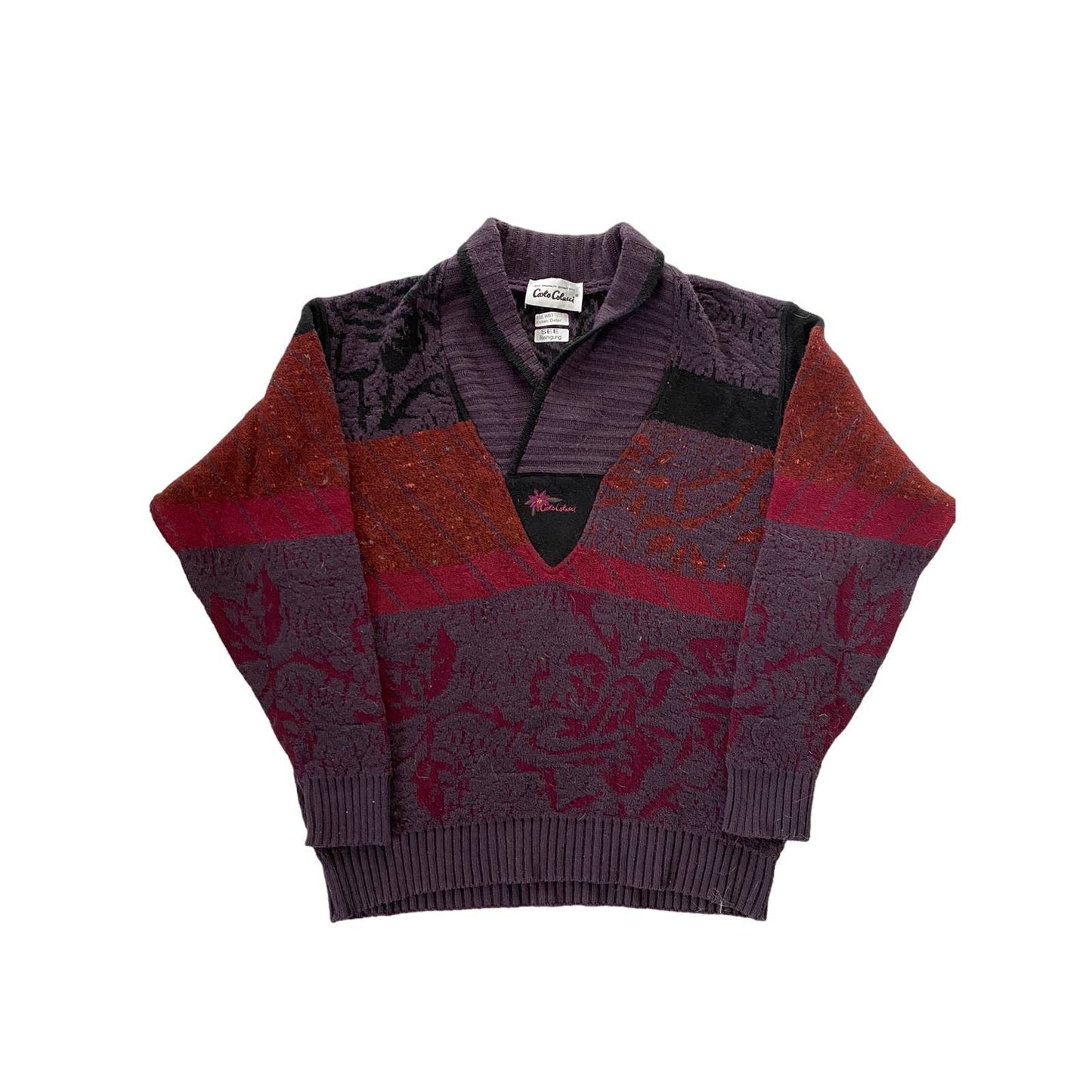 Carlo Colucci vintage sweater knitwear floral Purple red