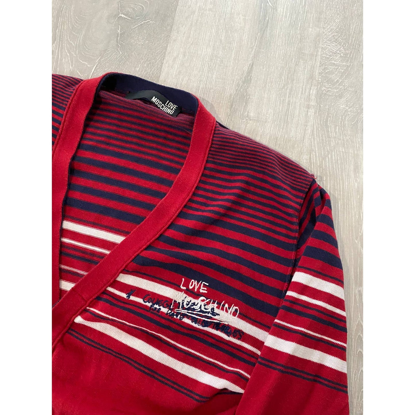 Love Moschino cardigan red stripes vintage sweater