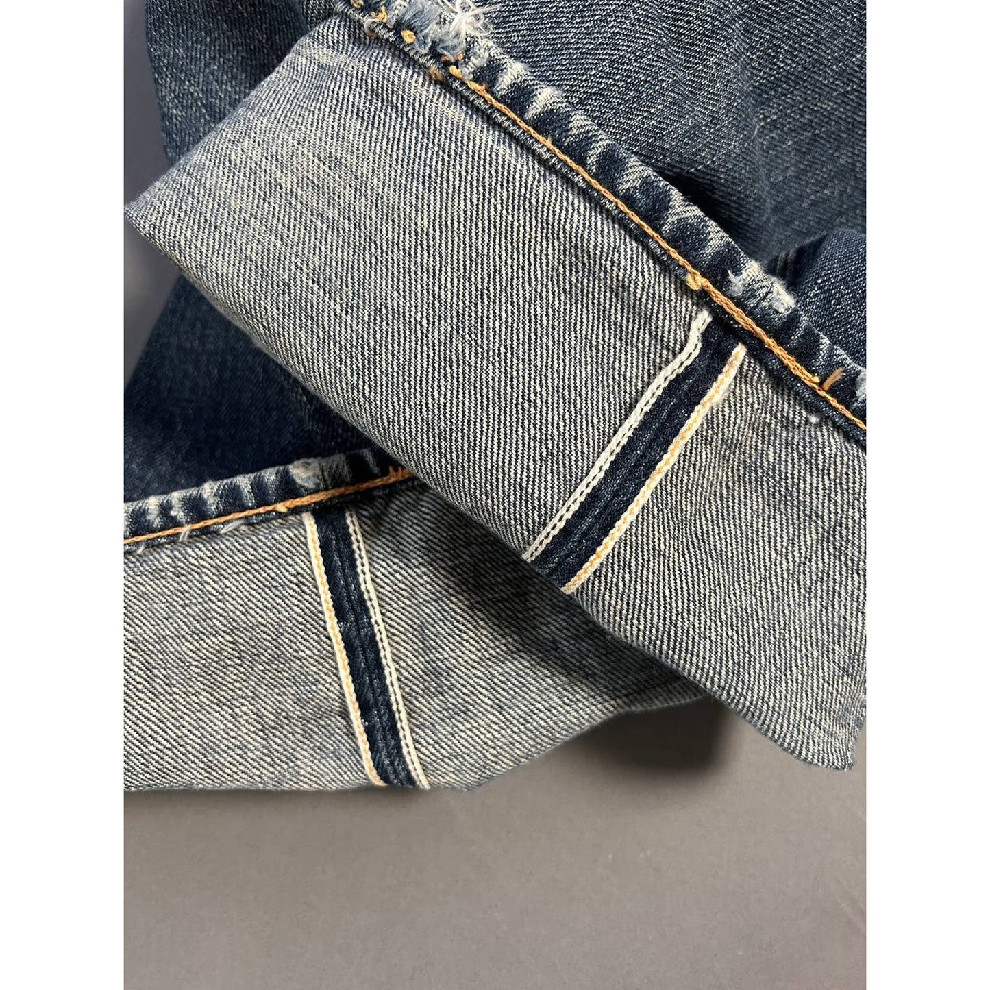 Evisu jeans white daicock big logo blue selvedge denim