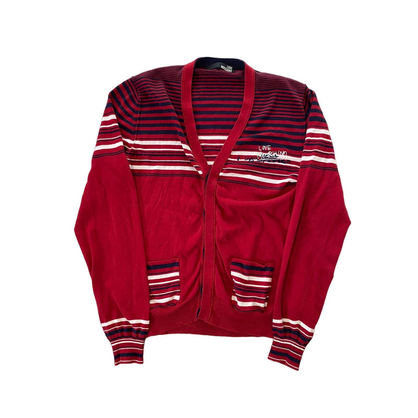 Love Moschino cardigan red stripes vintage sweater