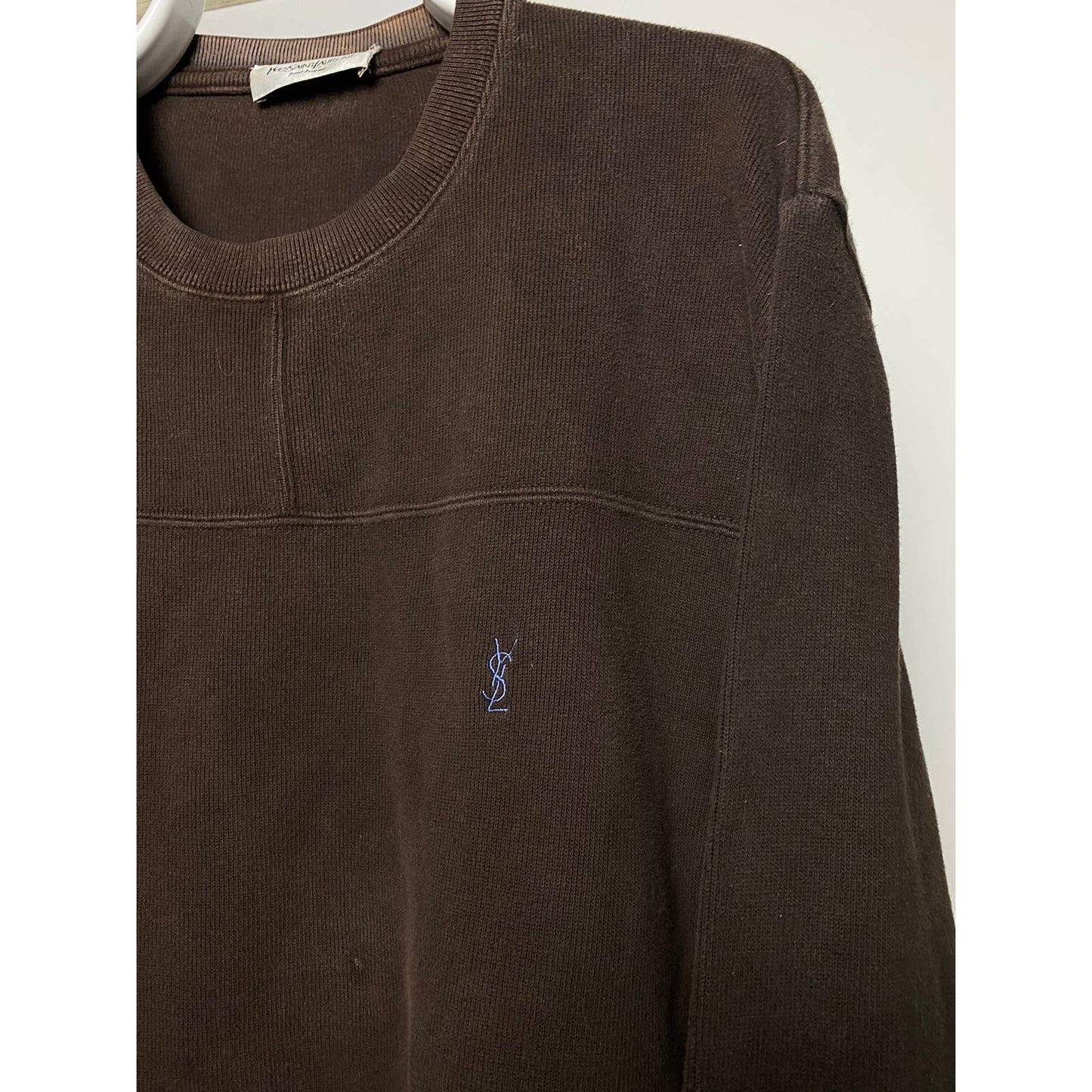 90s Yves Saint Laurent vintage brown sweater YSL small logo