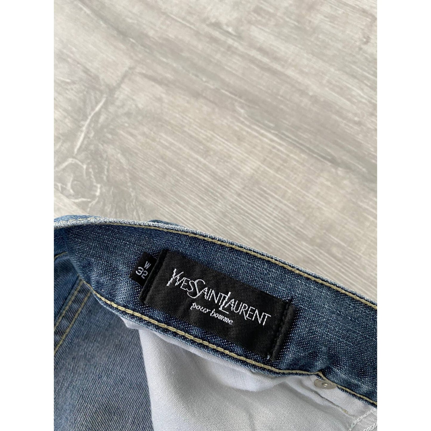 90s Yves Saint Laurent vintage blue jeans pants YSL big logo