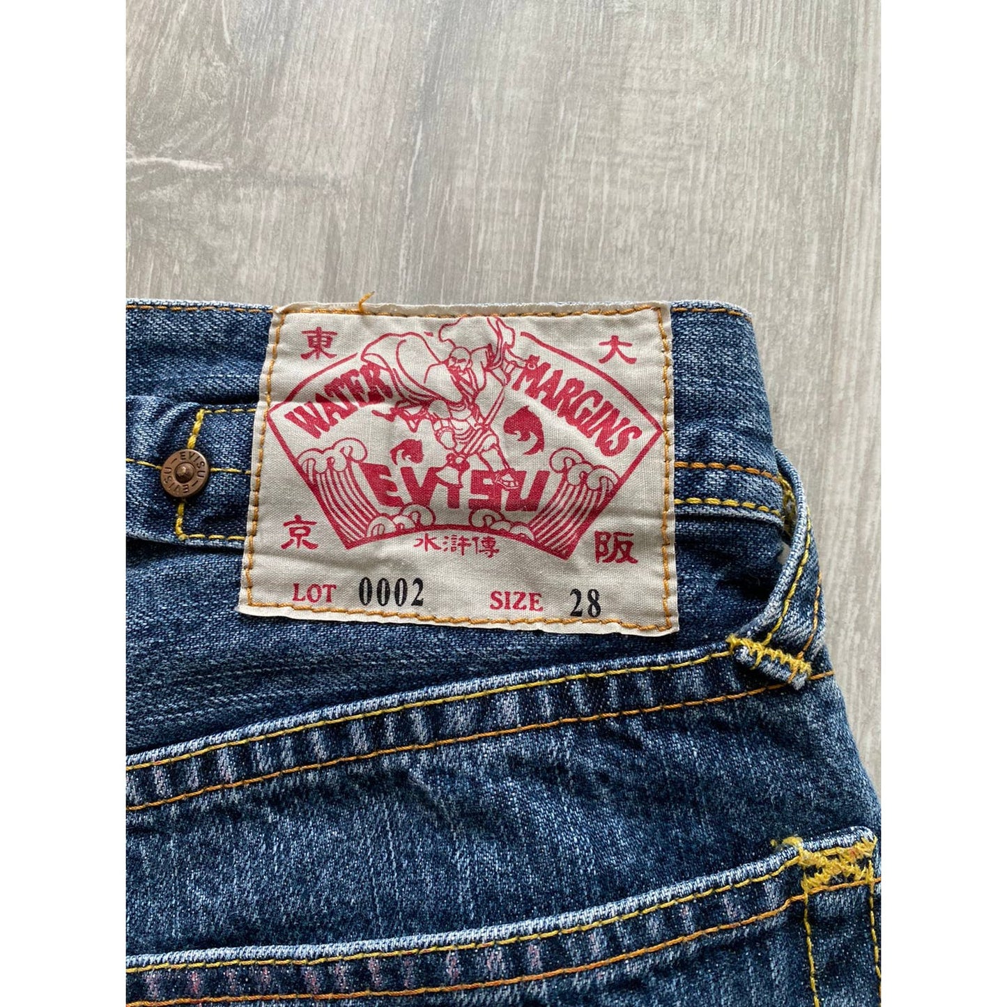Evisu Water Margins vintage red daicock jeans big logo