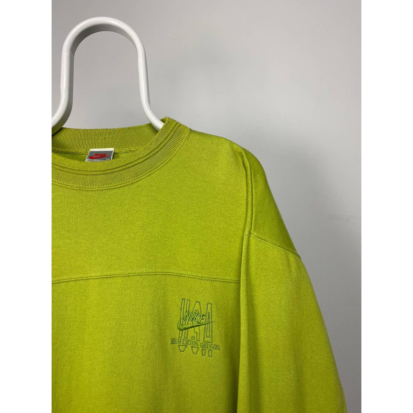 Nike vintage sweatshirt Beaverton Oregon USA lime grey tag