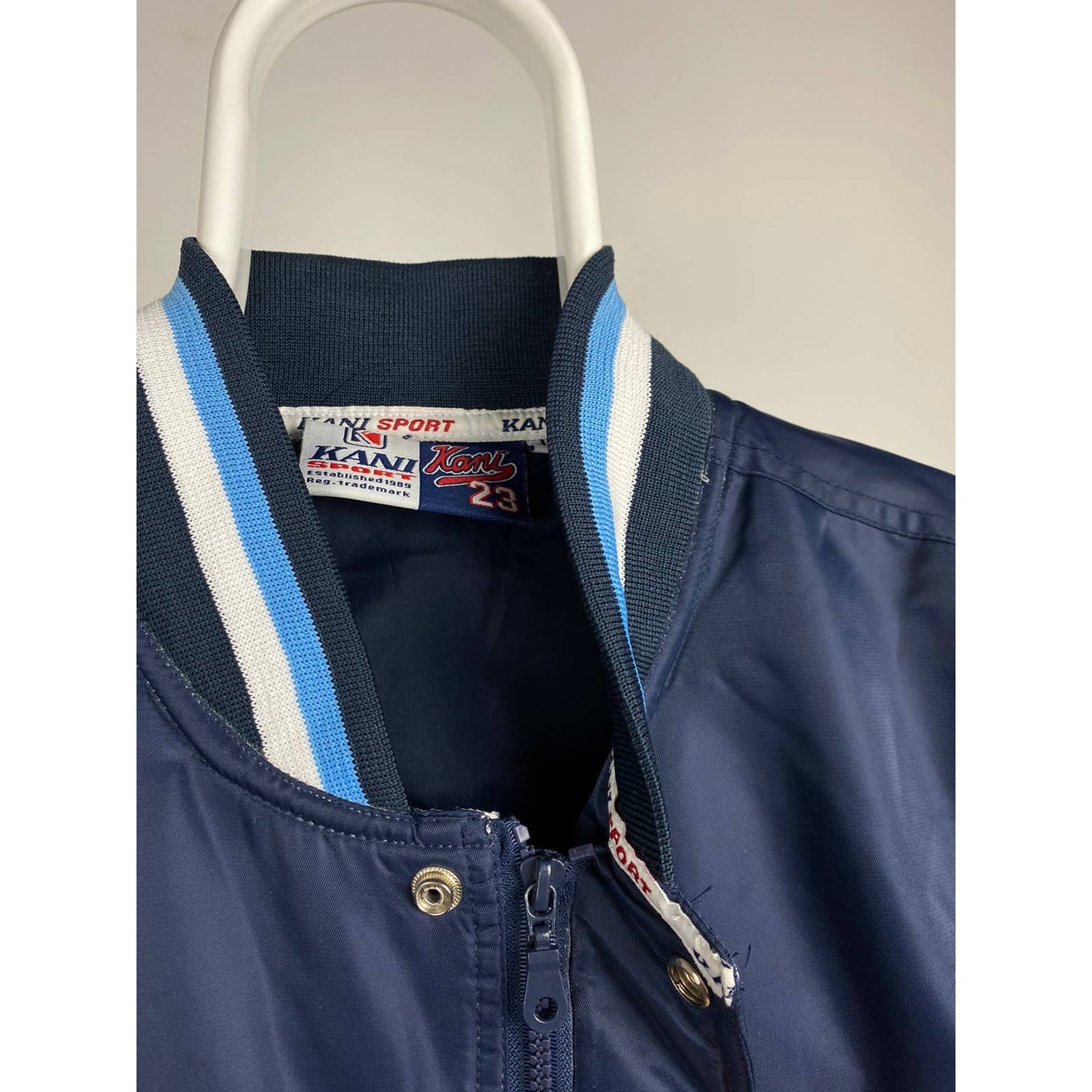 Karl Kani 23 Brooklyn vintage navy bomber jacket big logo