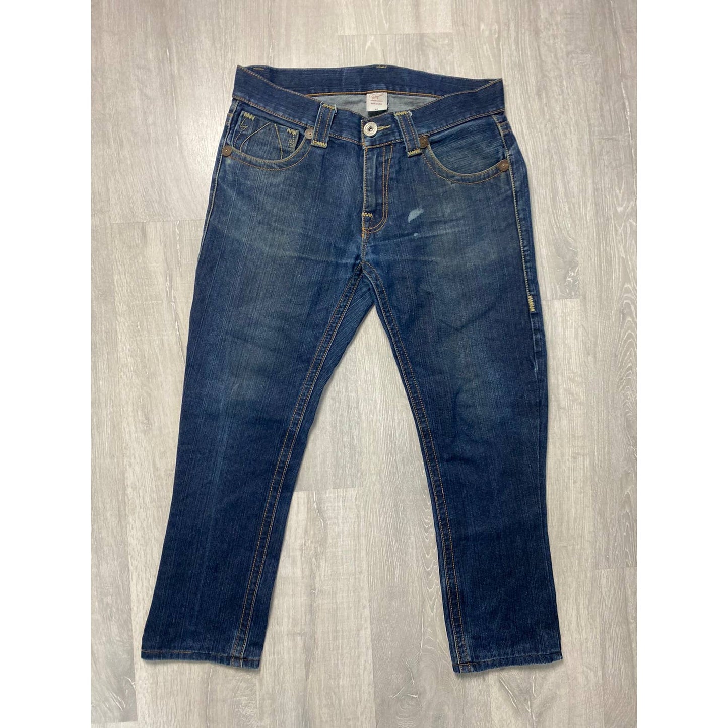 True Religion vintage navy jeans thick stitching big logo