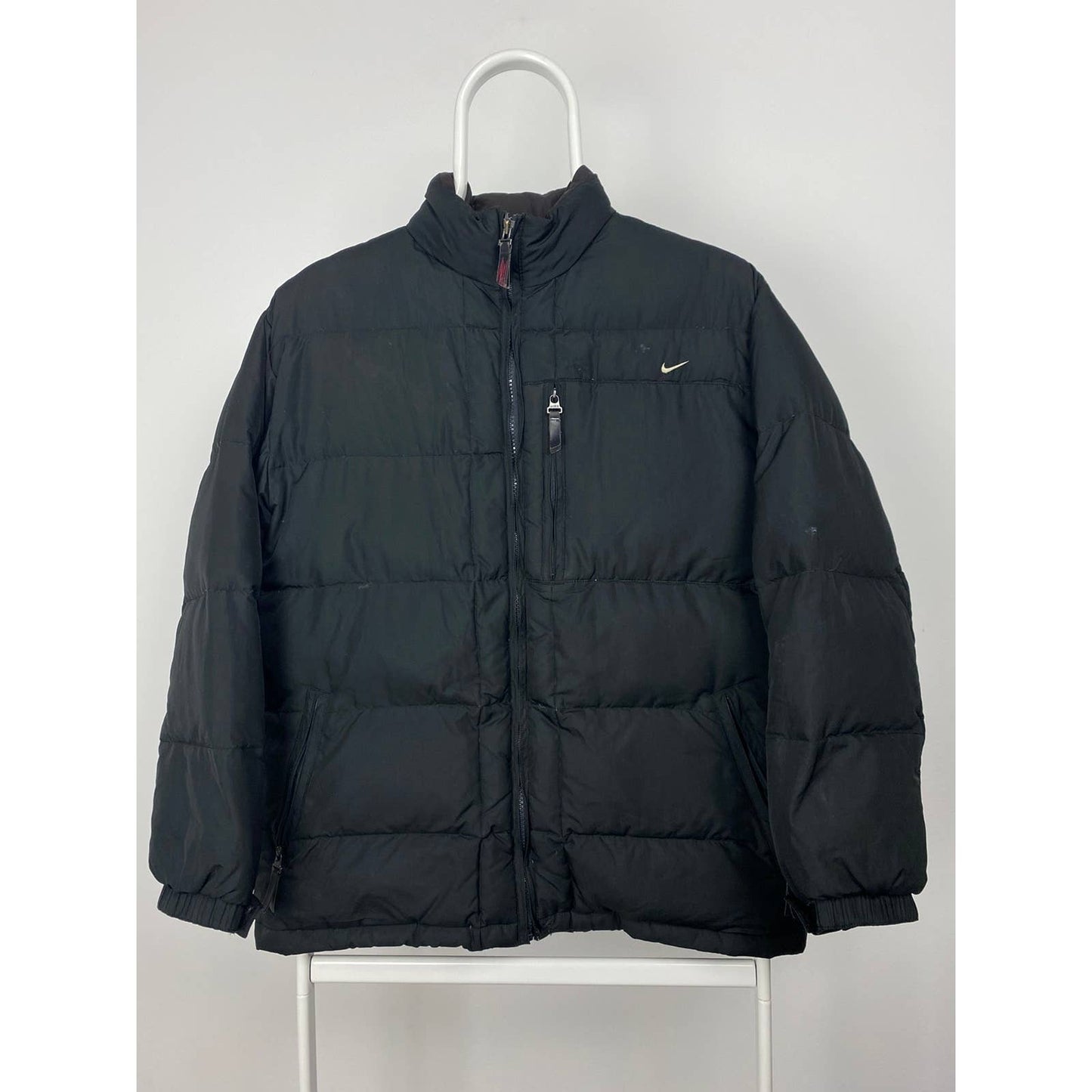 Nike vintage black cargo puffer jacket small swoosh 2000s