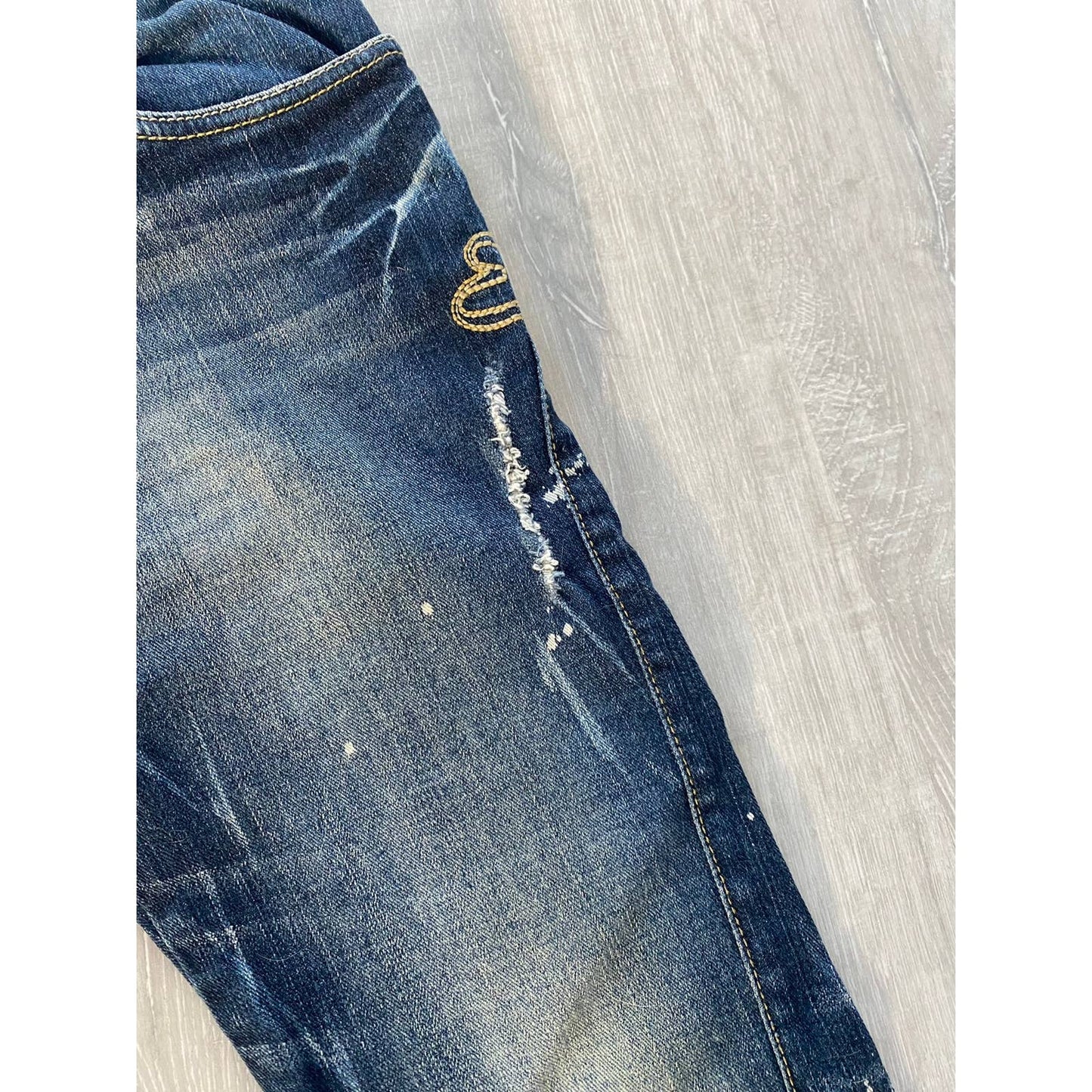 Evisu Japan vintage blue jeans Purple seagull capri