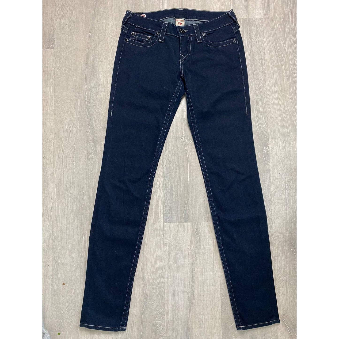 True Religion vintage navy jeans gem stones logo Y2K