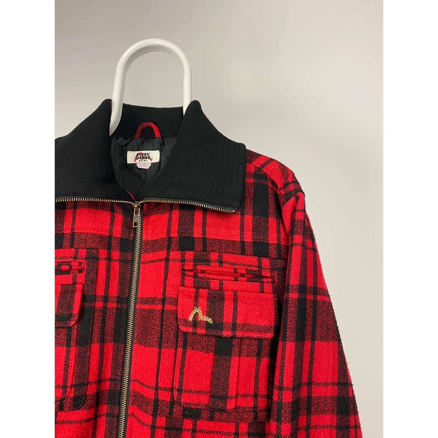 Evisu Japan vintage zip up woolen hooded jacket black red