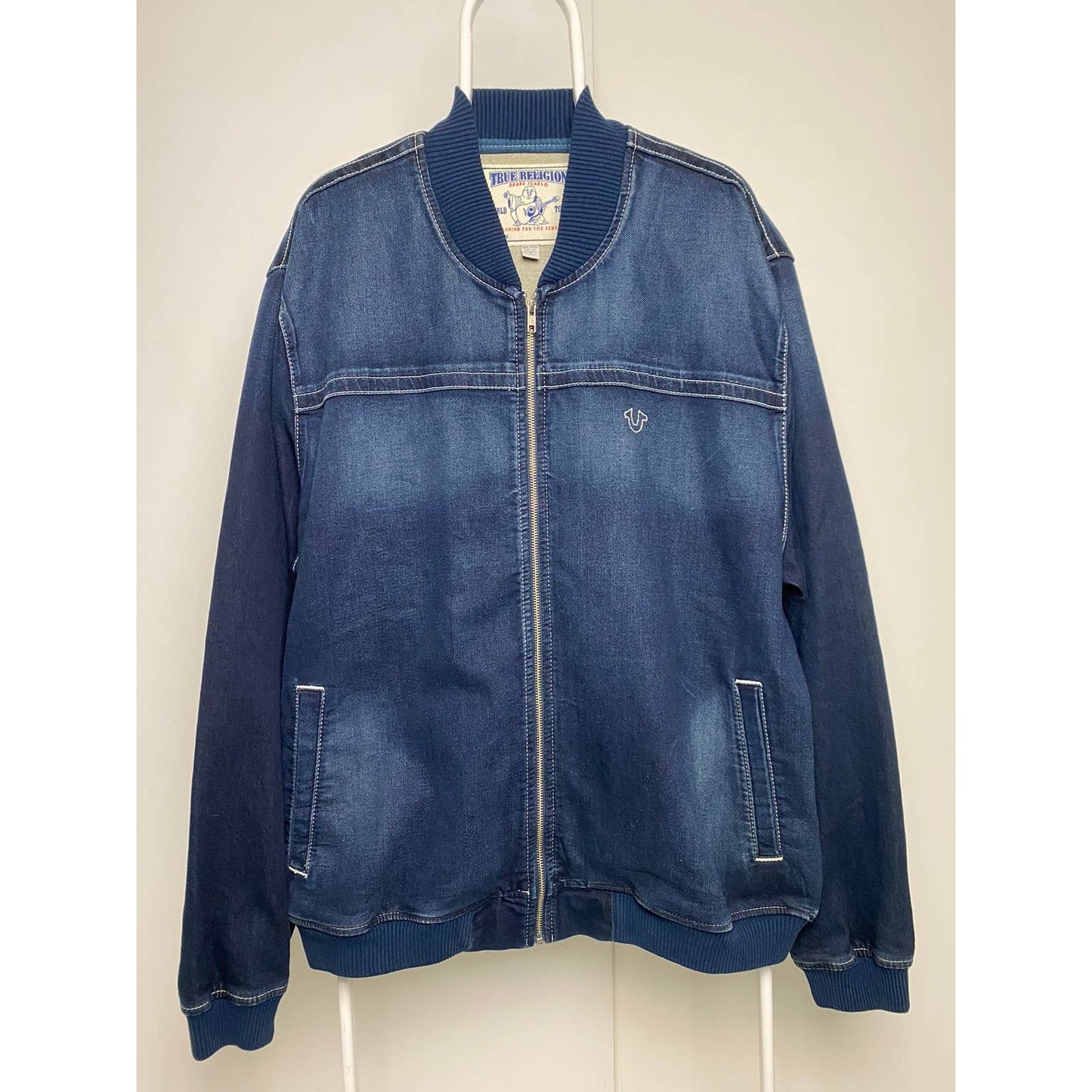 True Religion Bomber Jacket denim vintage small logo