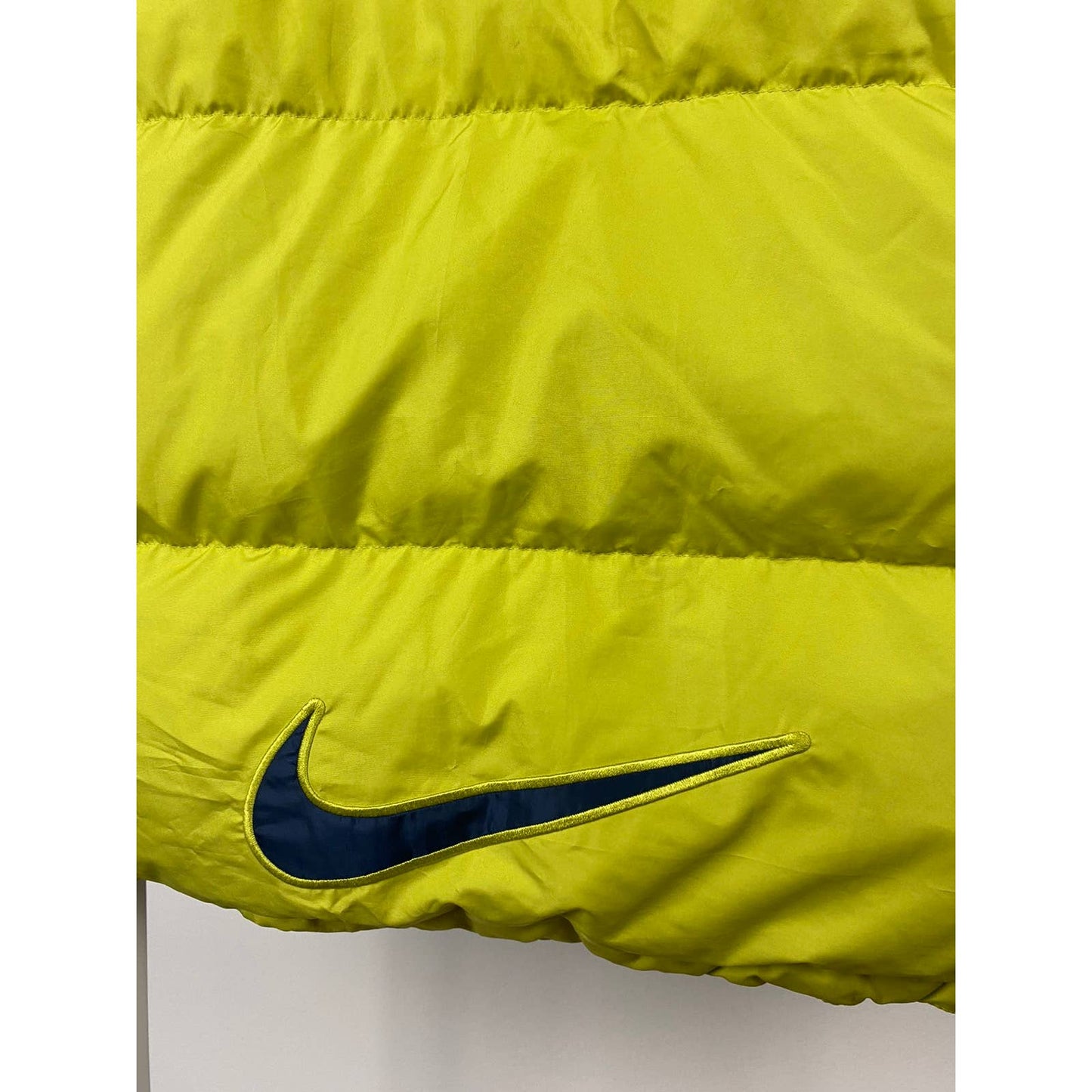 90s Nike vintage lime green puffer jacket big swoosh