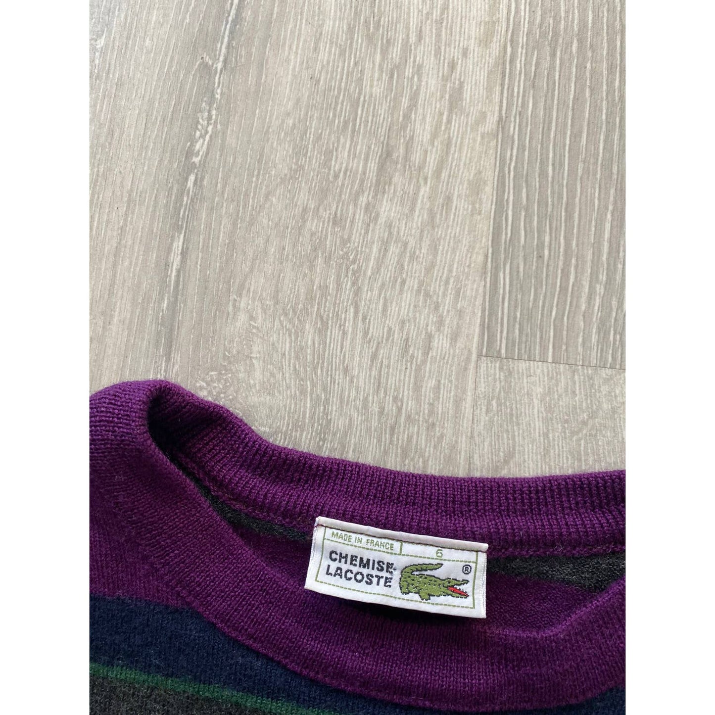 Lacoste vintage Purple striped sweater small logo