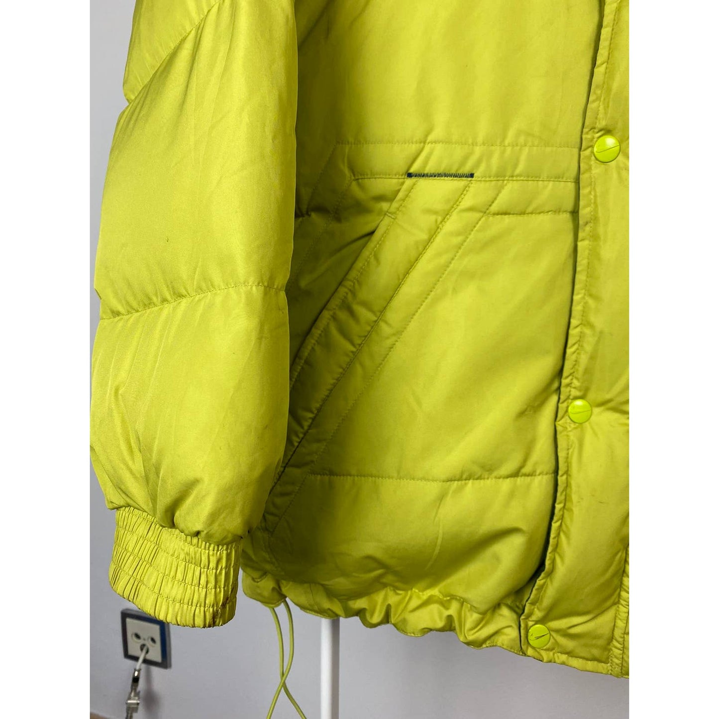 90s Nike vintage lime green puffer jacket big swoosh