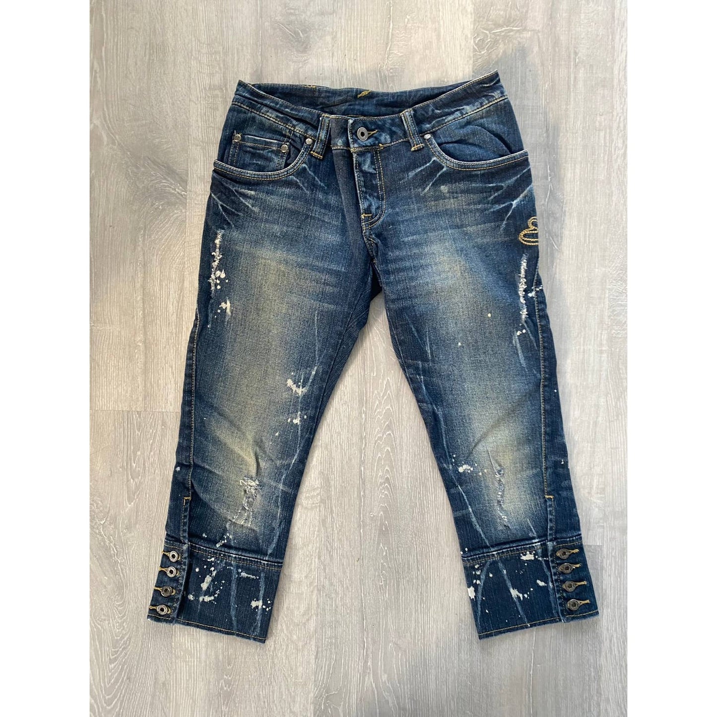 Evisu Japan vintage blue jeans Purple seagull capri