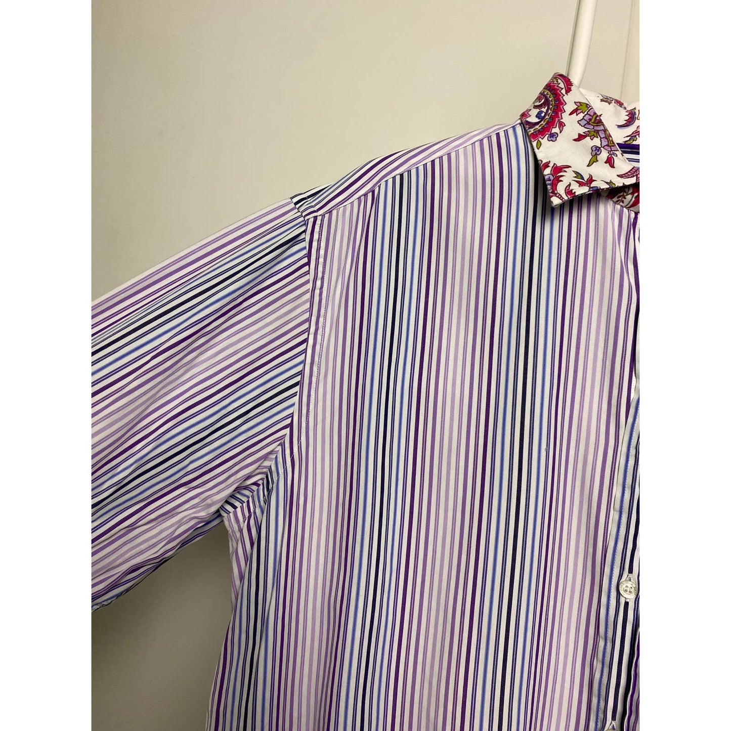 Etro shirt striped blue purple floral collar