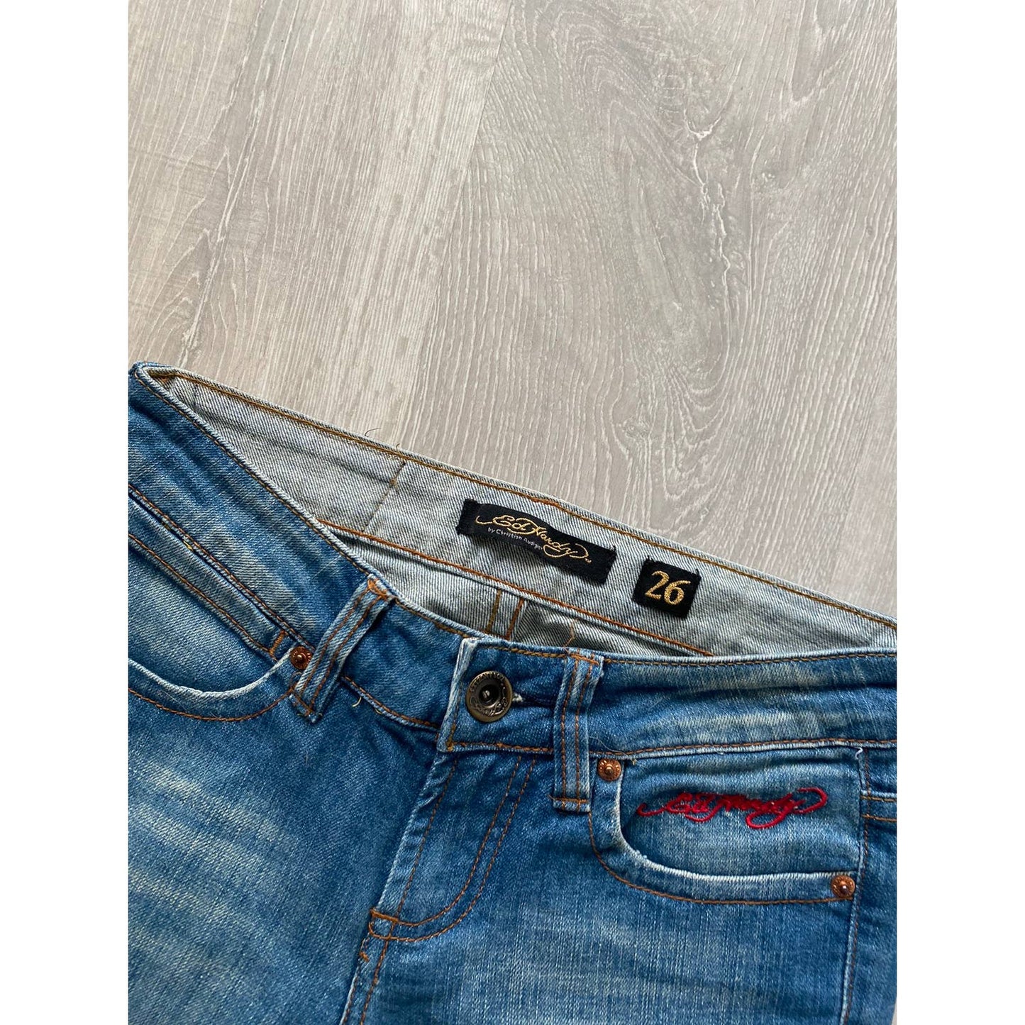 Ed Hardy Christian Audigier vintage jeans big logo pants