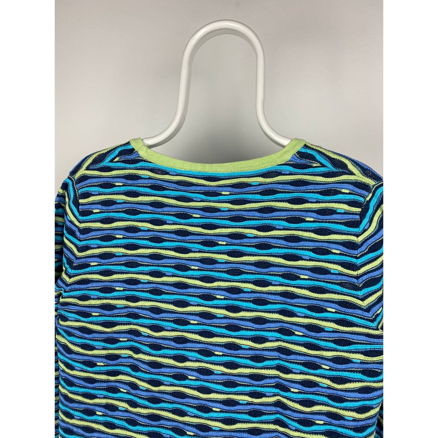 Vintage Coogi style sweater blue coloured cable knit sweater