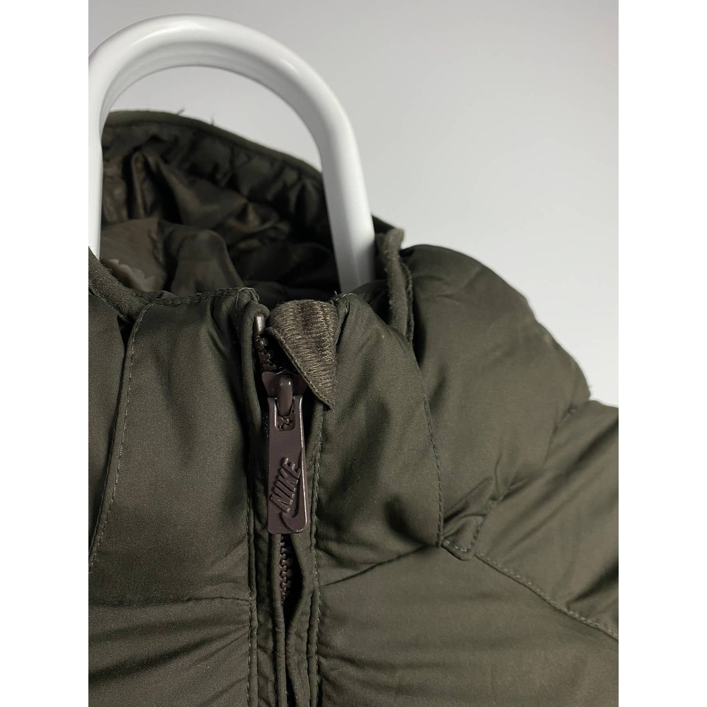 Nike vintage brown puffer jacket baby blue swoosh