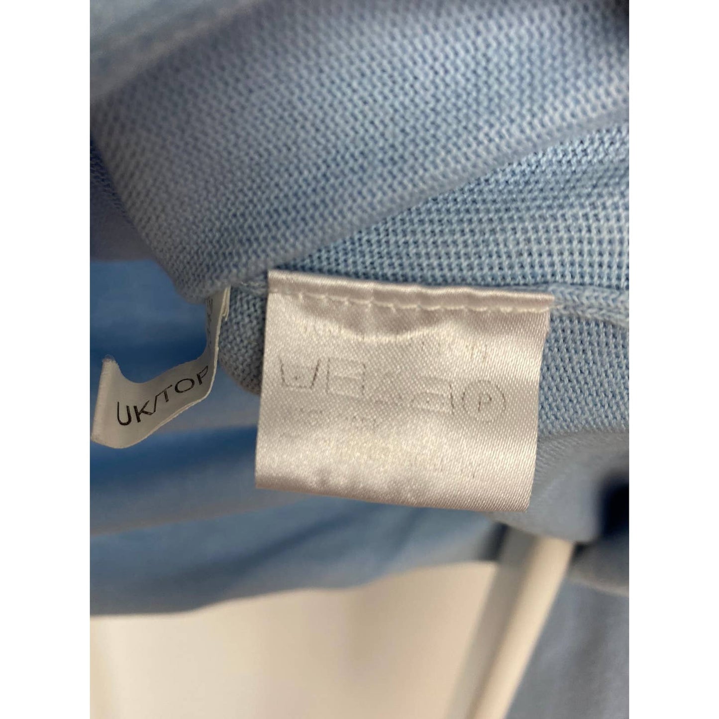 Yves Saint Laurent Vintage baby blue spell out sweater YSL