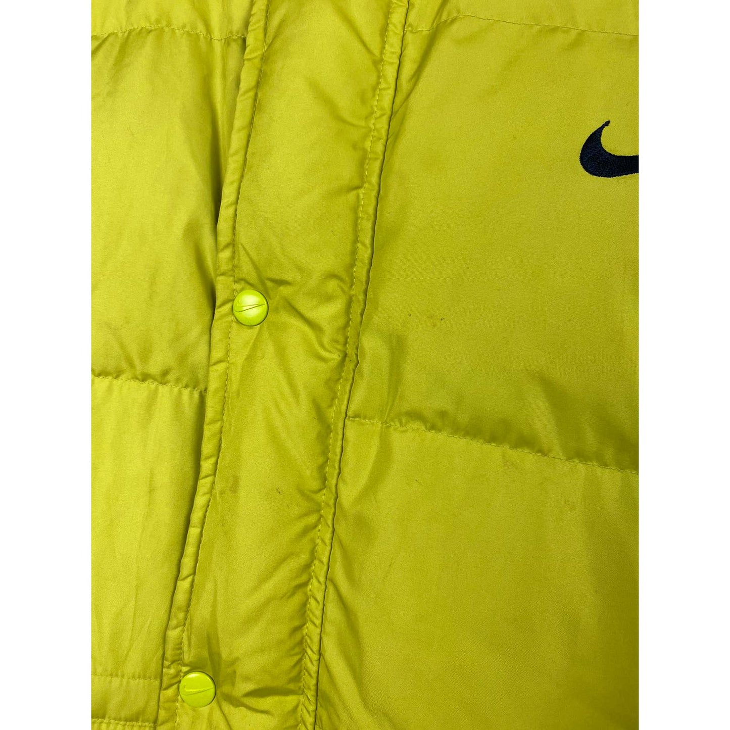 90s Nike vintage lime green puffer jacket big swoosh