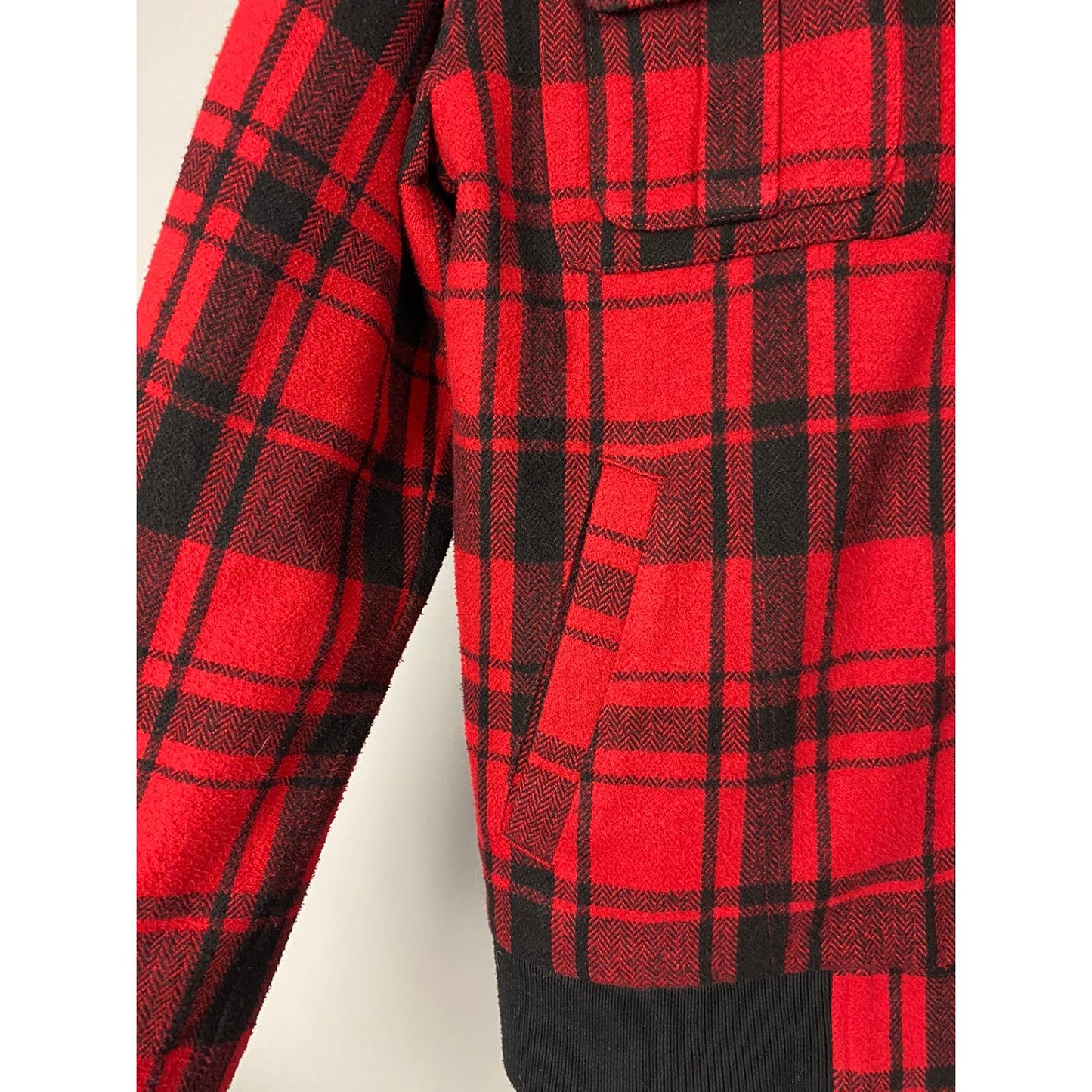 Evisu Japan vintage zip up woolen hooded jacket black red