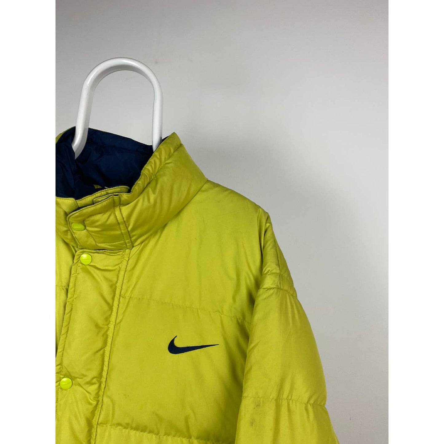 90s Nike vintage lime green puffer jacket big swoosh